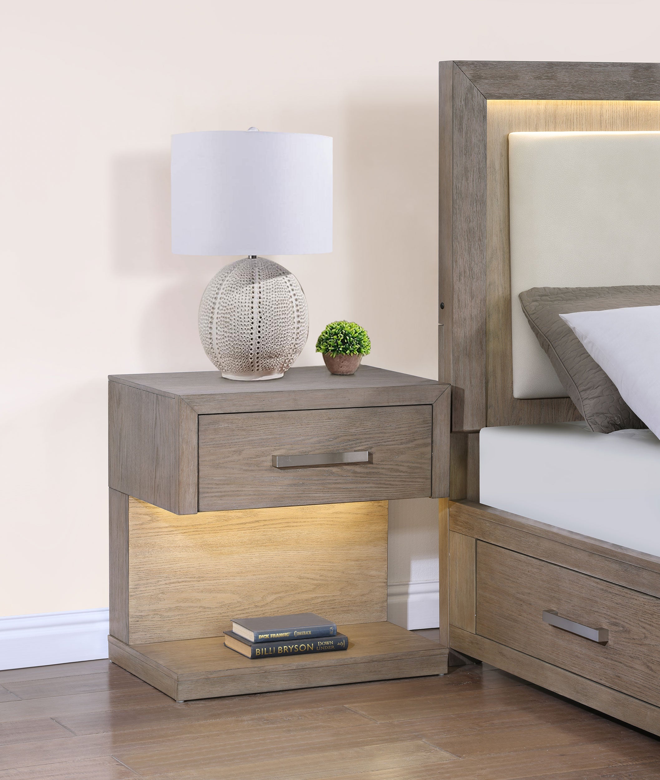 Kenora Nightstand with LED Lighting - Romeo & Juliet Furniture (Warren,MI)