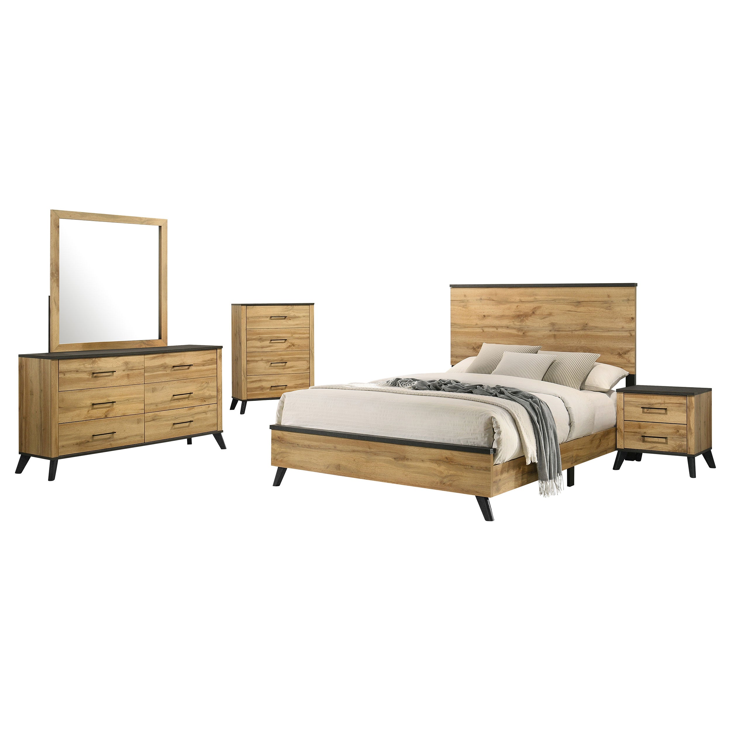 Kaywood 5 Pc Bedroom Set - Romeo & Juliet Furniture (Warren,MI)