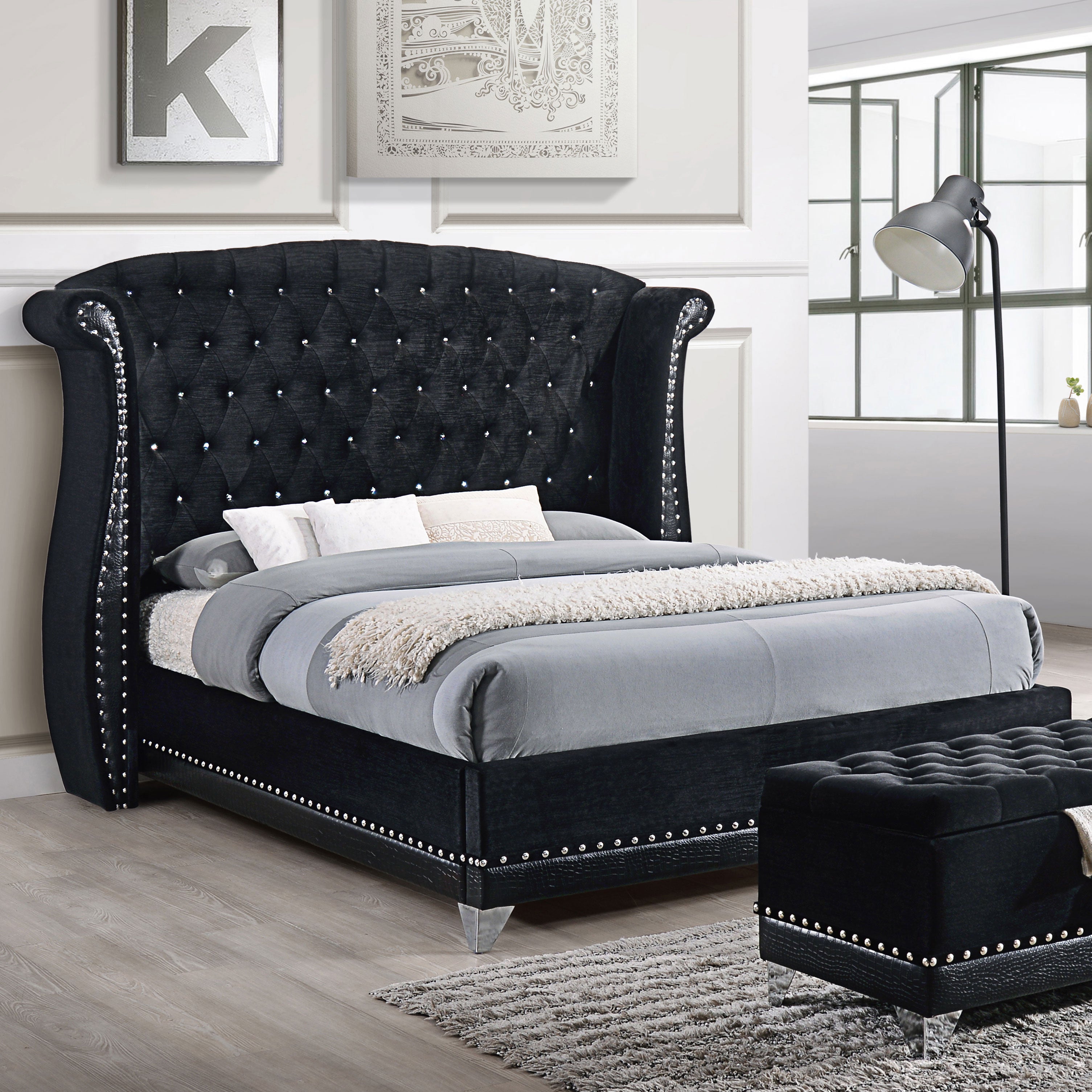 Barzini Wingback Platform Bed - Romeo & Juliet Furniture (Warren,MI)