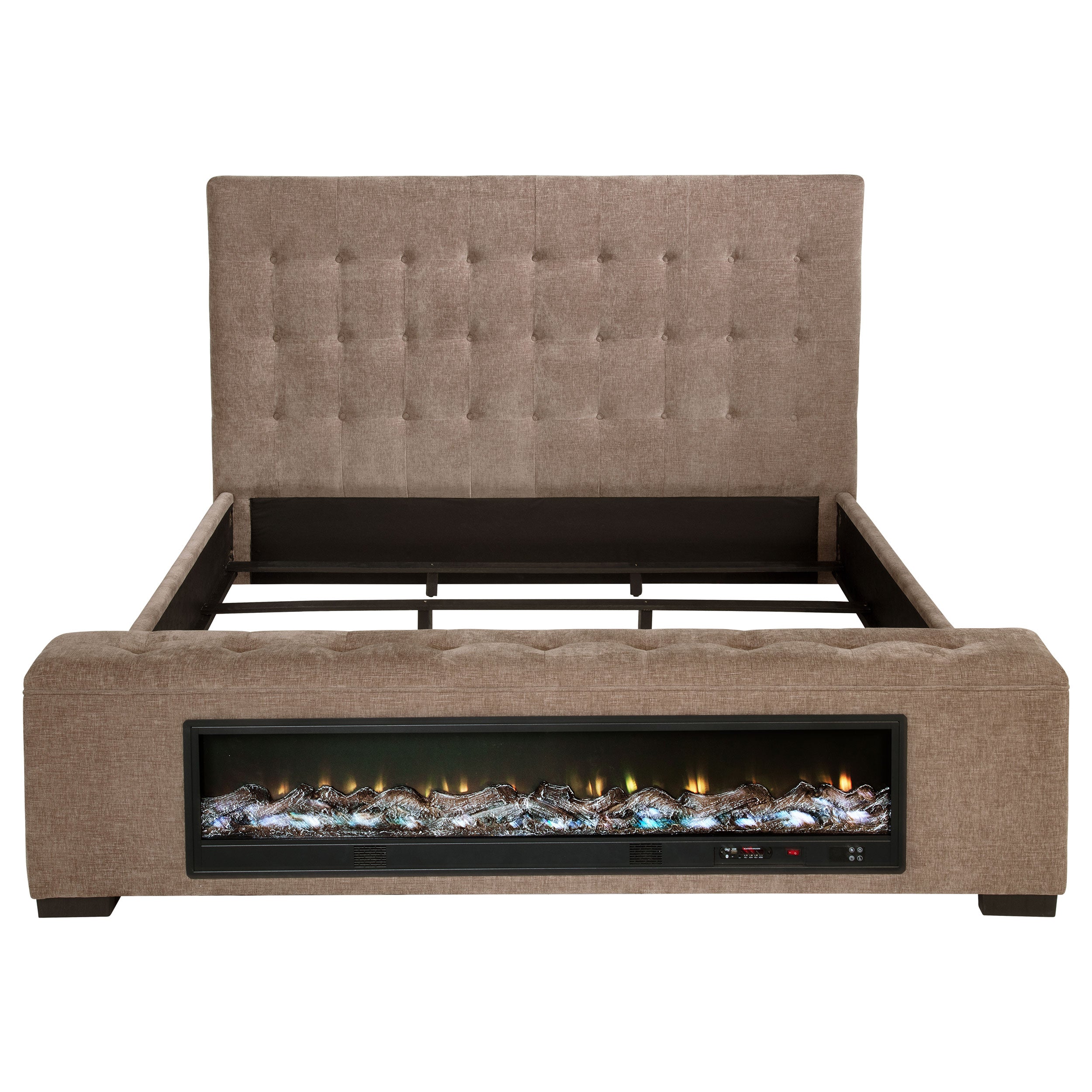 Senna Panel Bed with Bluetooth Speaker and Flame Visualizer
