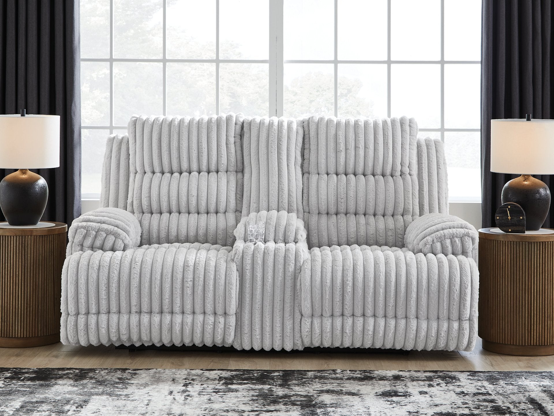 Rhines Falls Power Reclining Loveseat with Console - Romeo & Juliet Furniture (Warren,MI)