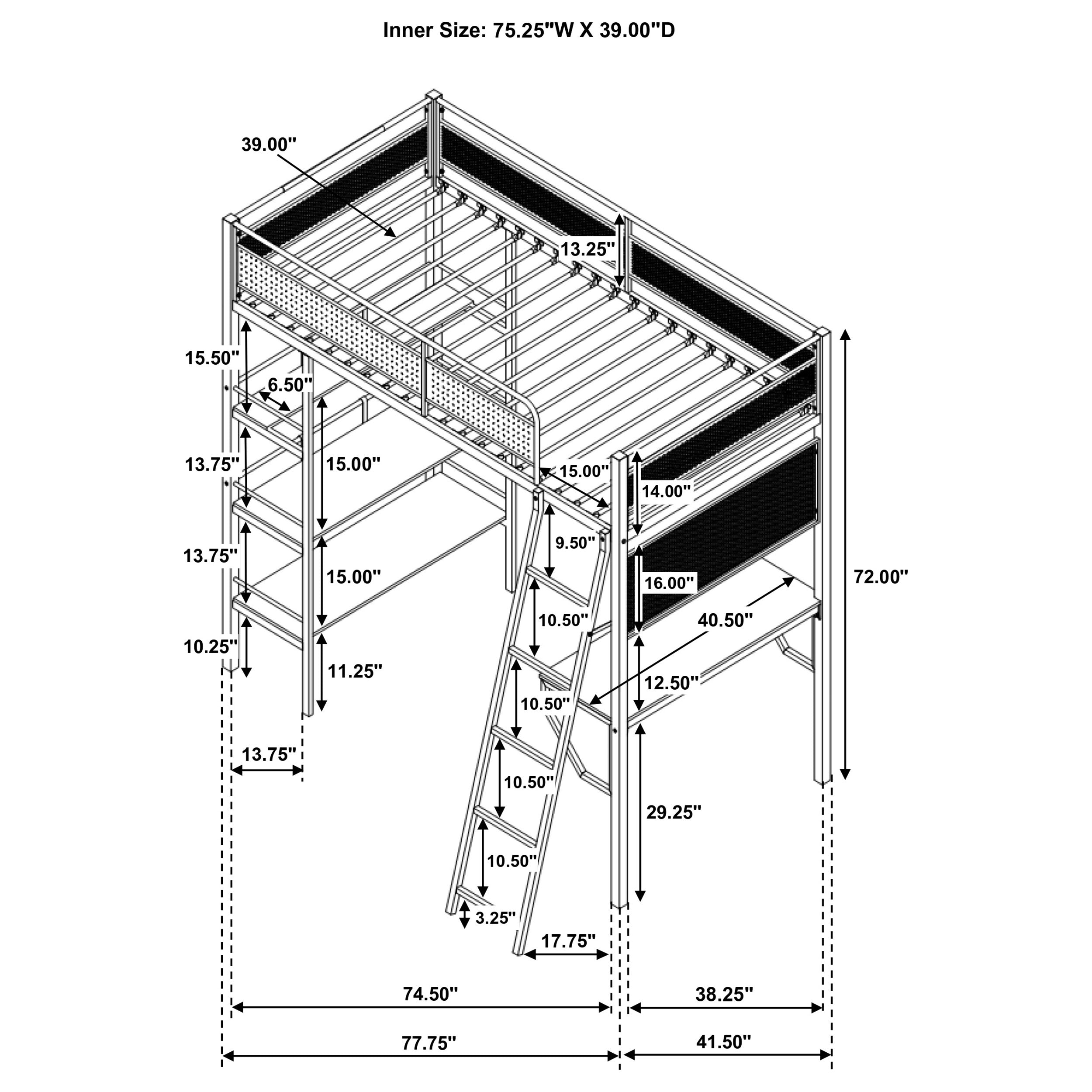 Campus Workstation Loft Bed - Romeo & Juliet Furniture (Warren,MI)