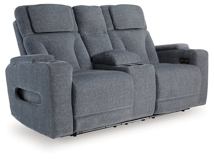Studio Cave Power Reclining Loveseat with Console - Romeo & Juliet Furniture (Warren,MI)
