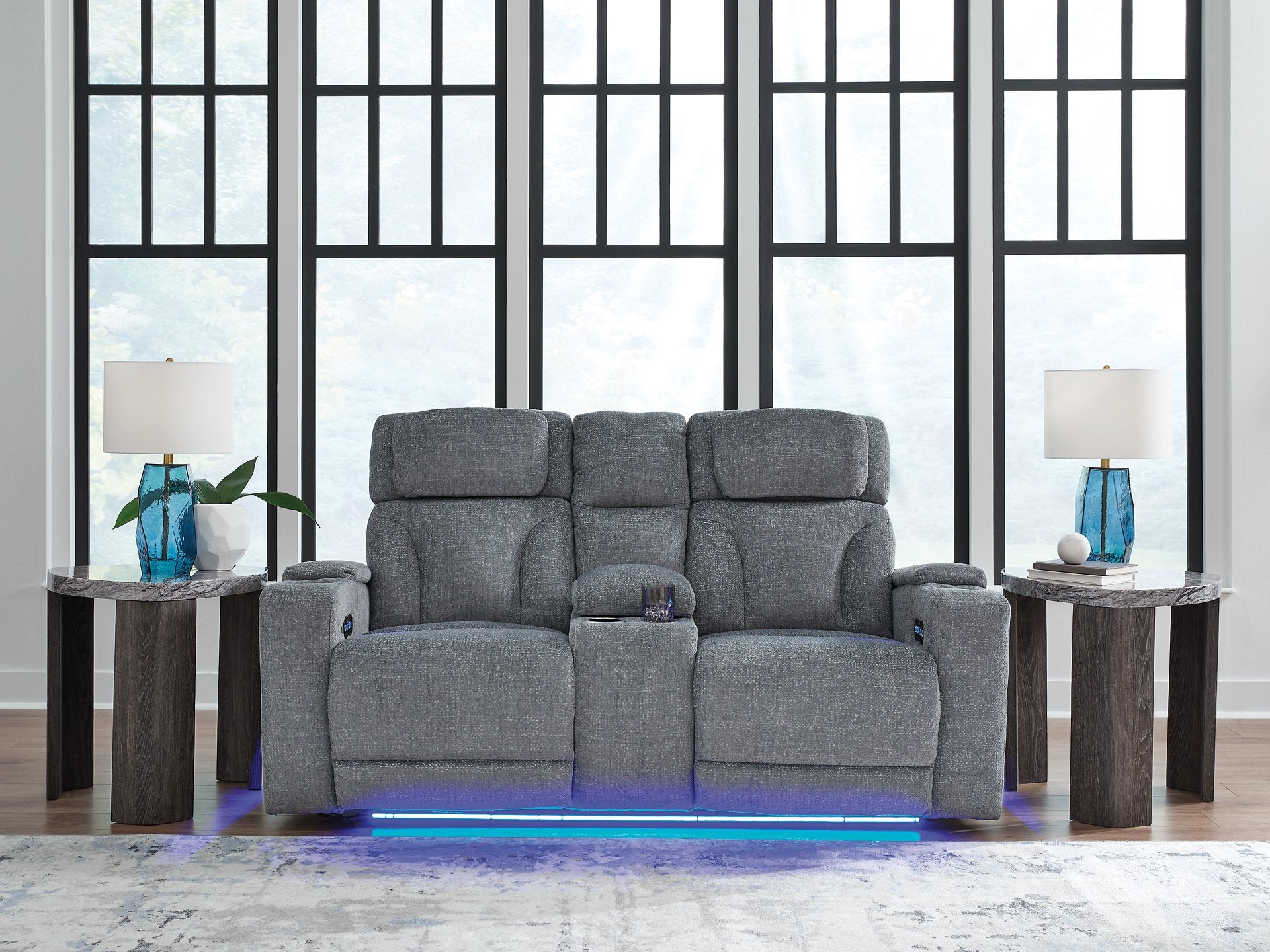 Studio Cave Power Reclining Loveseat with Console - Romeo & Juliet Furniture (Warren,MI)