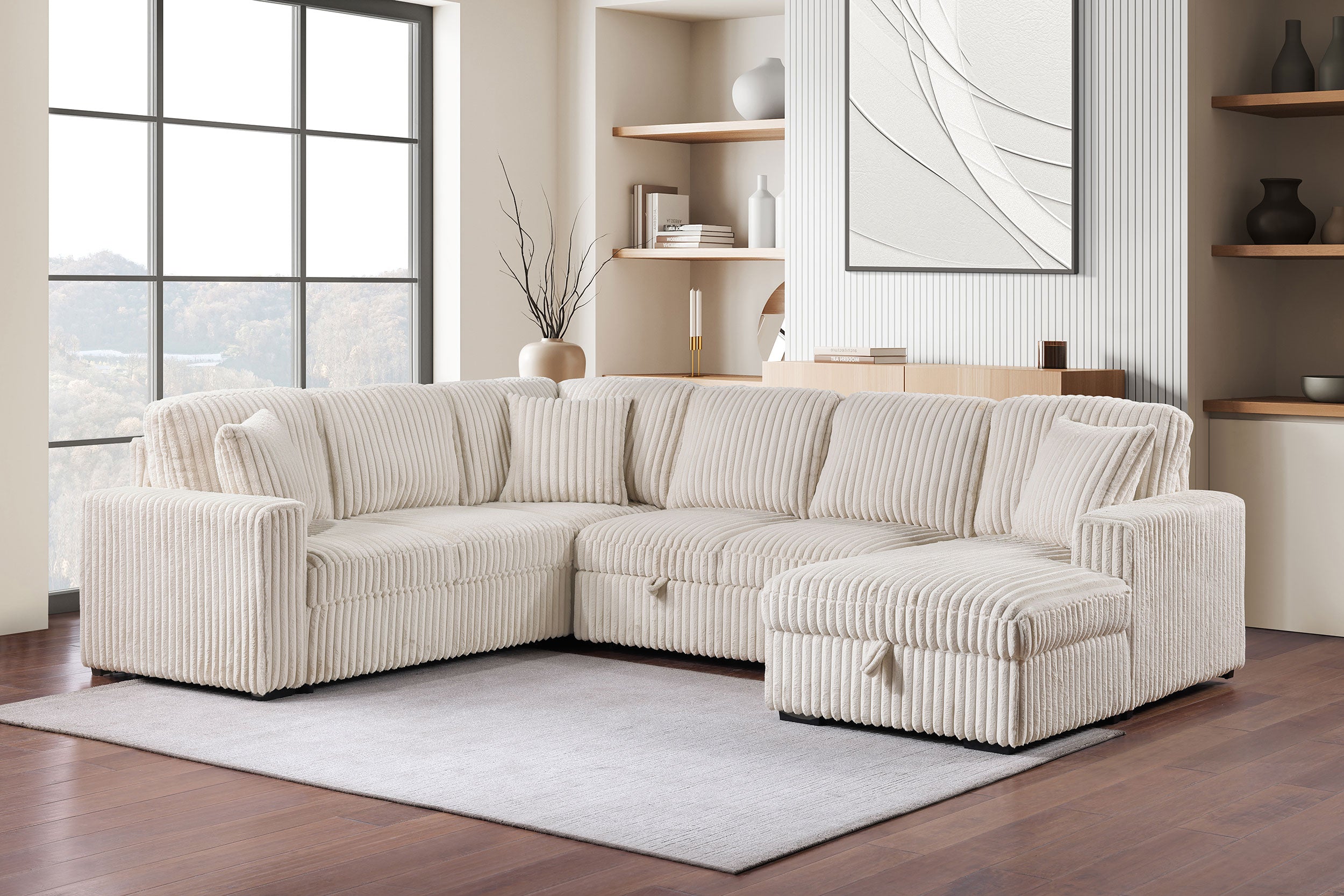 Devonshire Pull-Out Sleeper Sectional Sofa - Romeo & Juliet Furniture (Warren,MI)