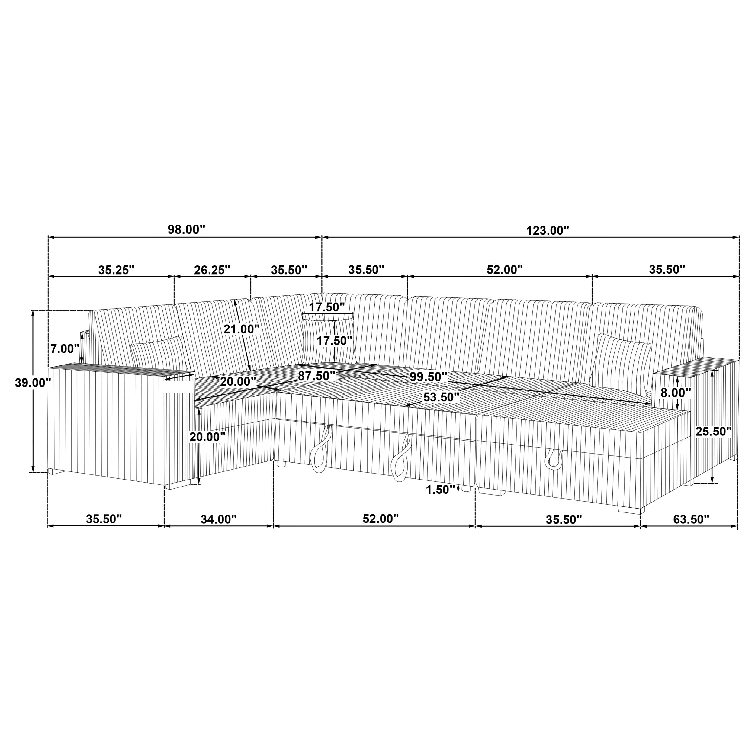 Devonshire Pull-Out Sleeper Sectional Sofa - Romeo & Juliet Furniture (Warren,MI)