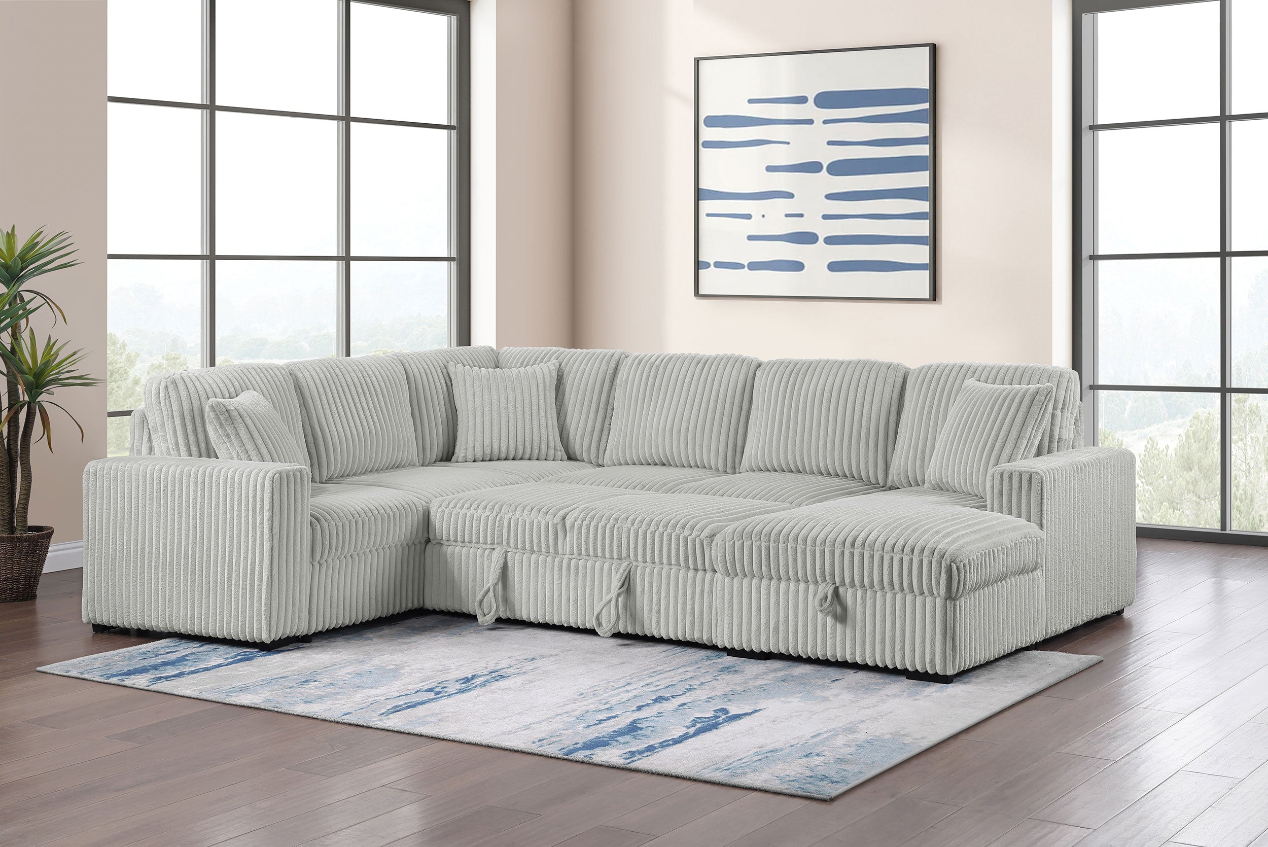 Devonshire Pull-Out Sleeper Sectional Sofa - Romeo & Juliet Furniture (Warren,MI)