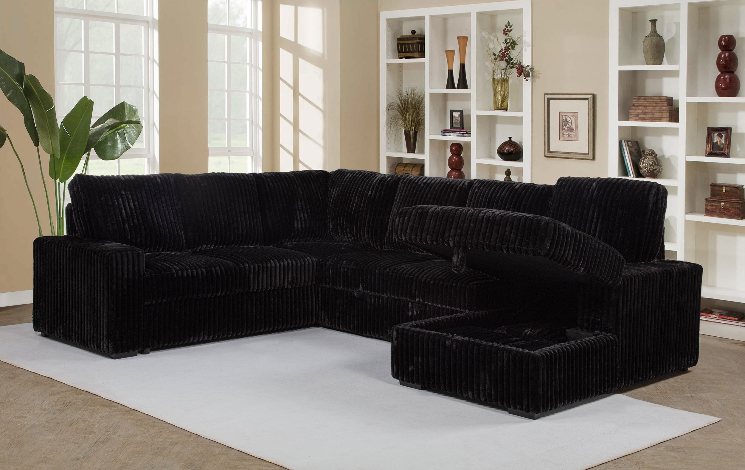 Devonshire Pull-Out Sleeper Sectional Sofa - Romeo & Juliet Furniture (Warren,MI)