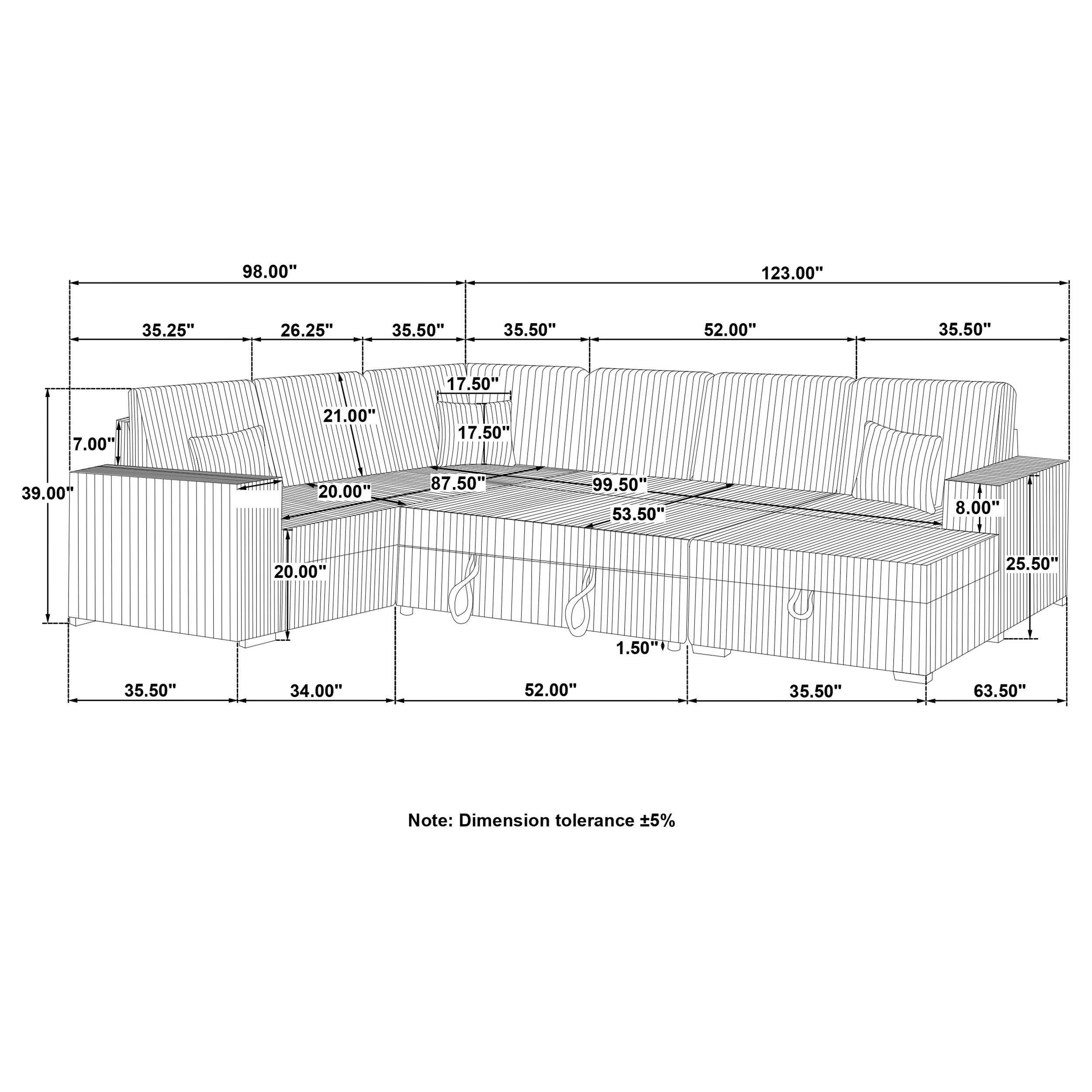 Devonshire Pull-Out Sleeper Sectional Sofa - Romeo & Juliet Furniture (Warren,MI)