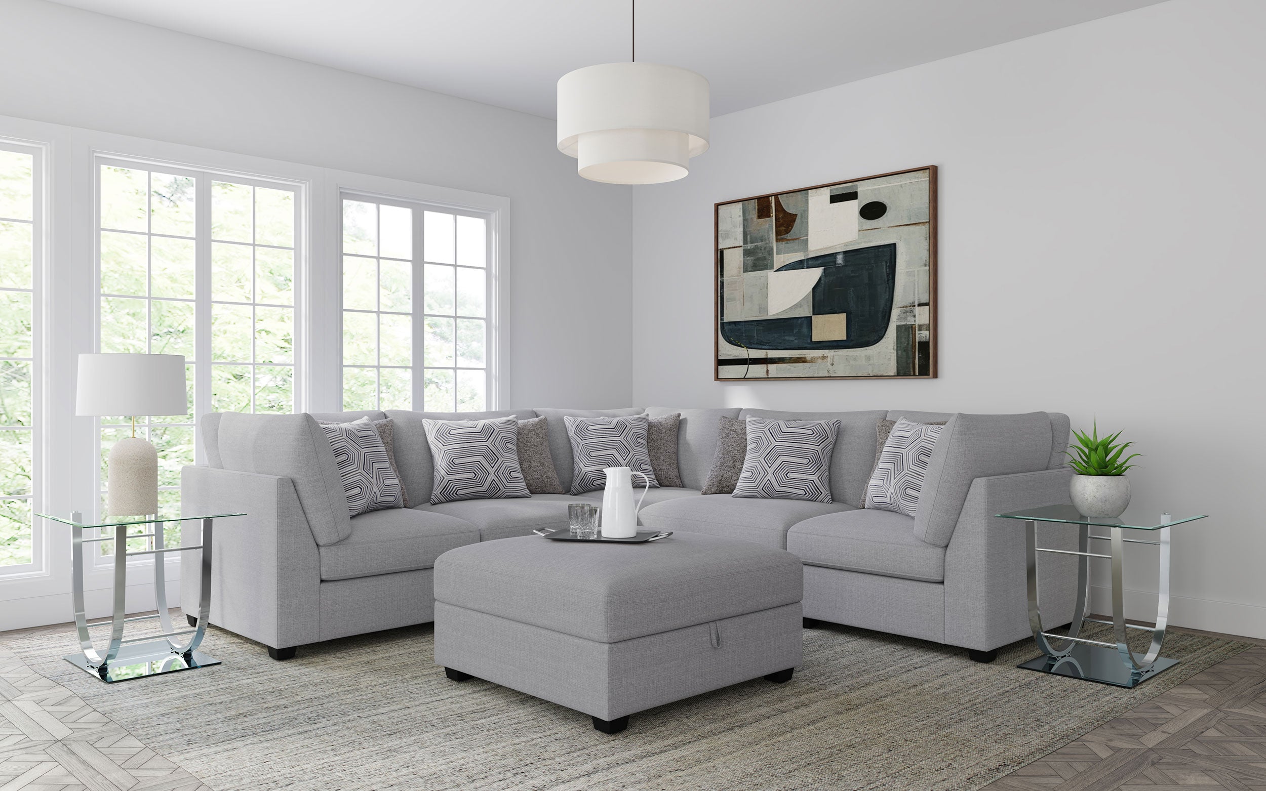 Cambria 6-piece Upholstered Modular Sectional Grey image