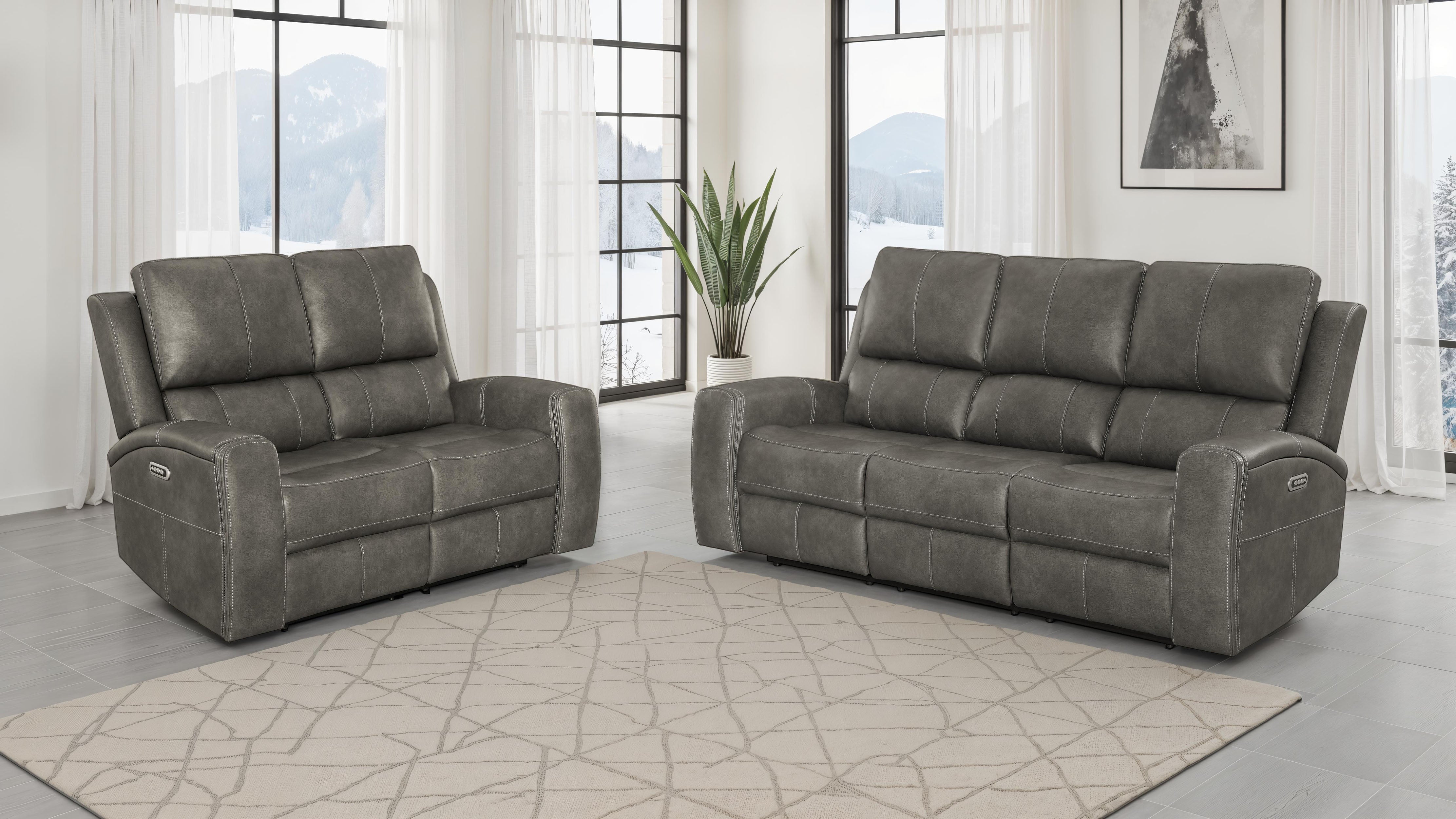 Brickston Triple Power Reclining Sofa Set - Romeo & Juliet Furniture (Warren,MI)