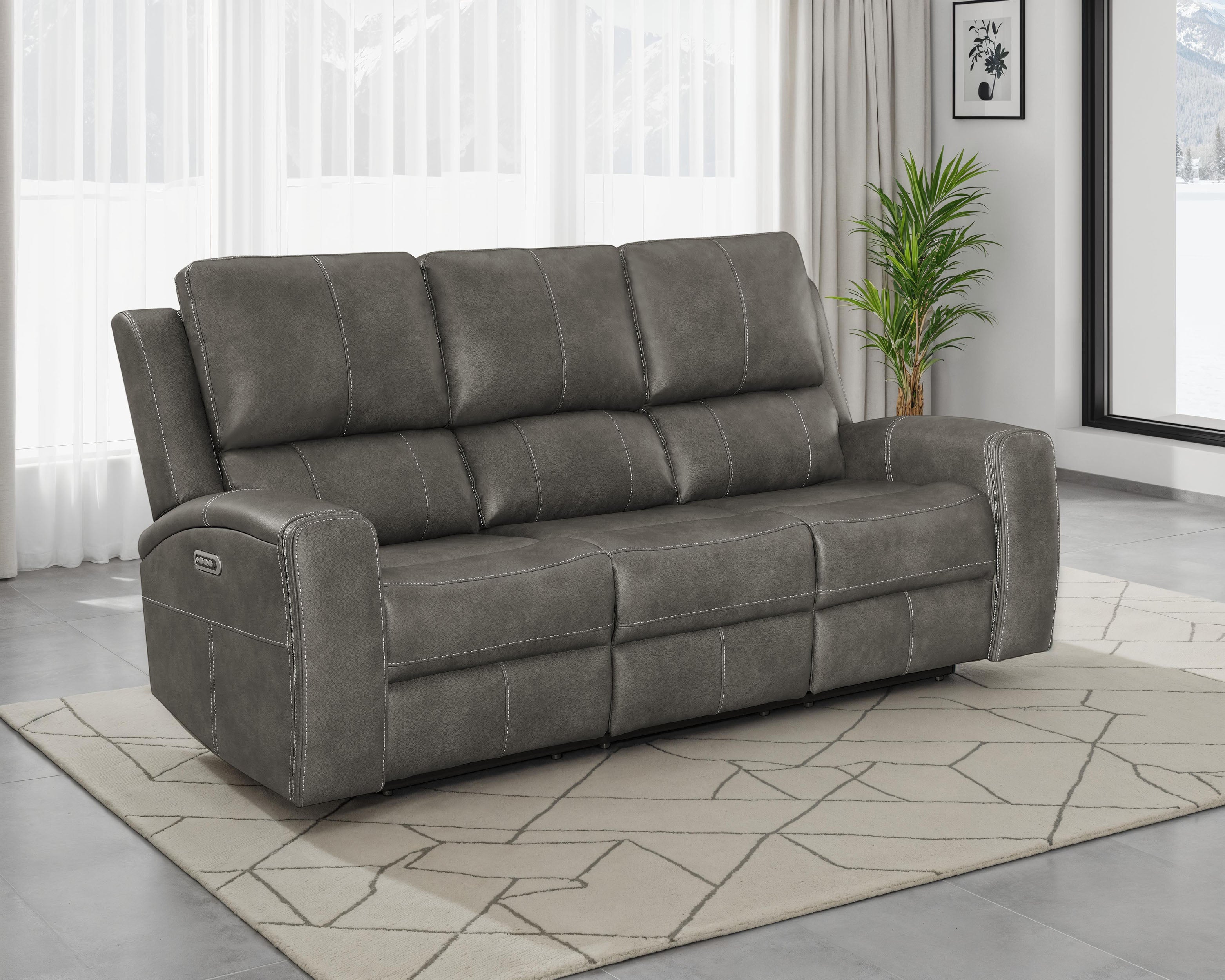 Brickston Triple Power Reclining Sofa - Romeo & Juliet Furniture (Warren,MI)