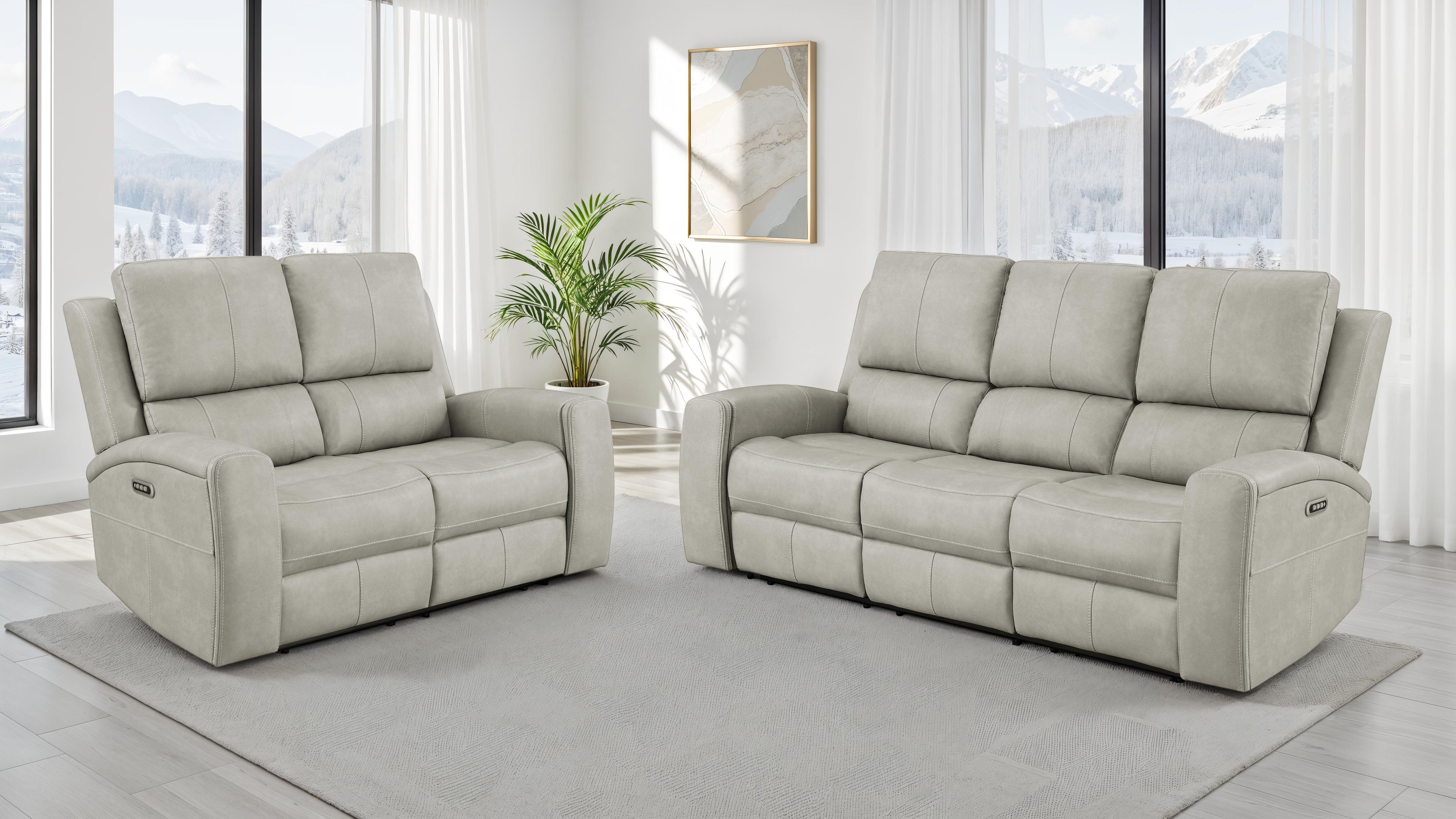 Brickston Triple Power Reclining Sofa Set - Romeo & Juliet Furniture (Warren,MI)