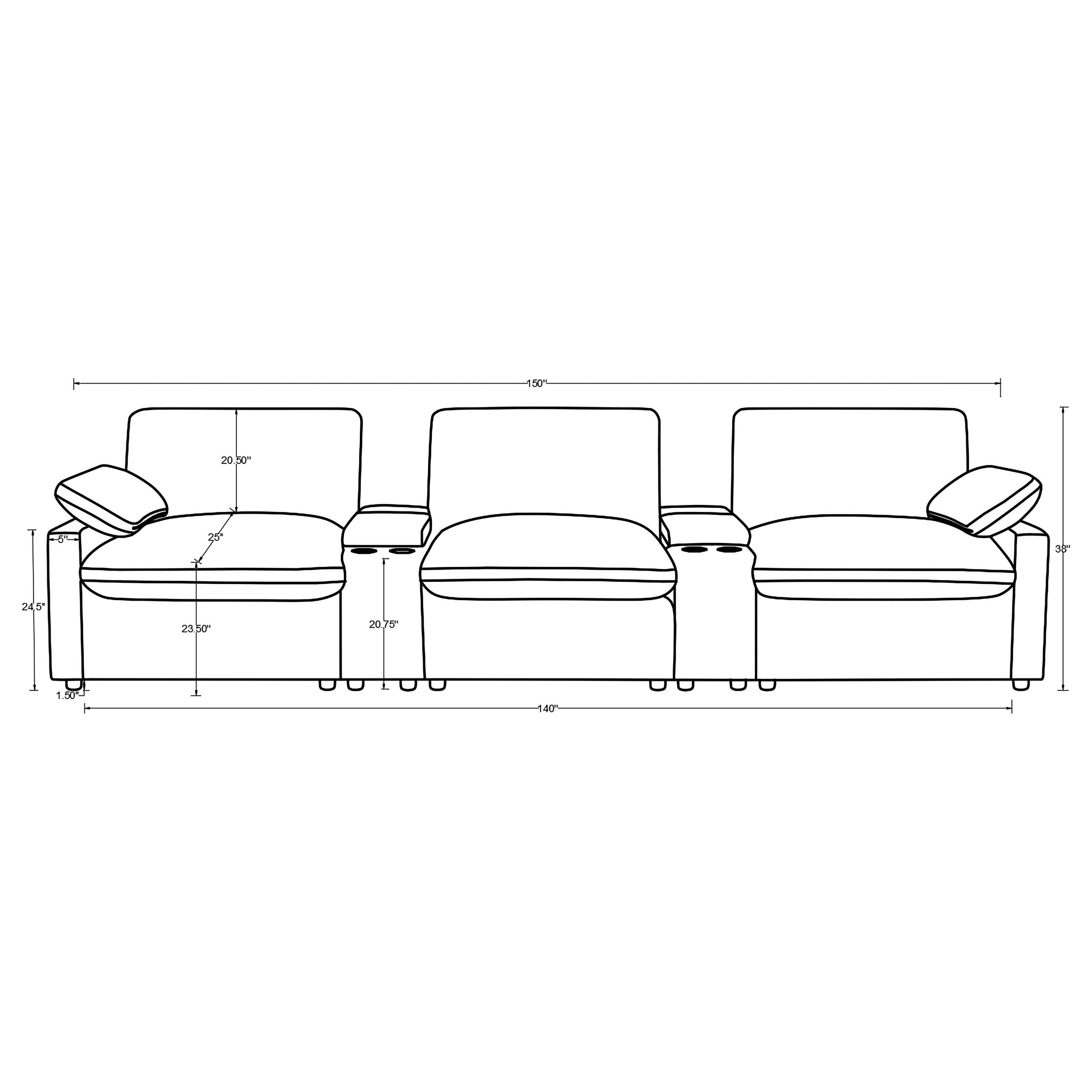 Collins Power Home Theater Seating - Romeo & Juliet Furniture (Warren,MI)