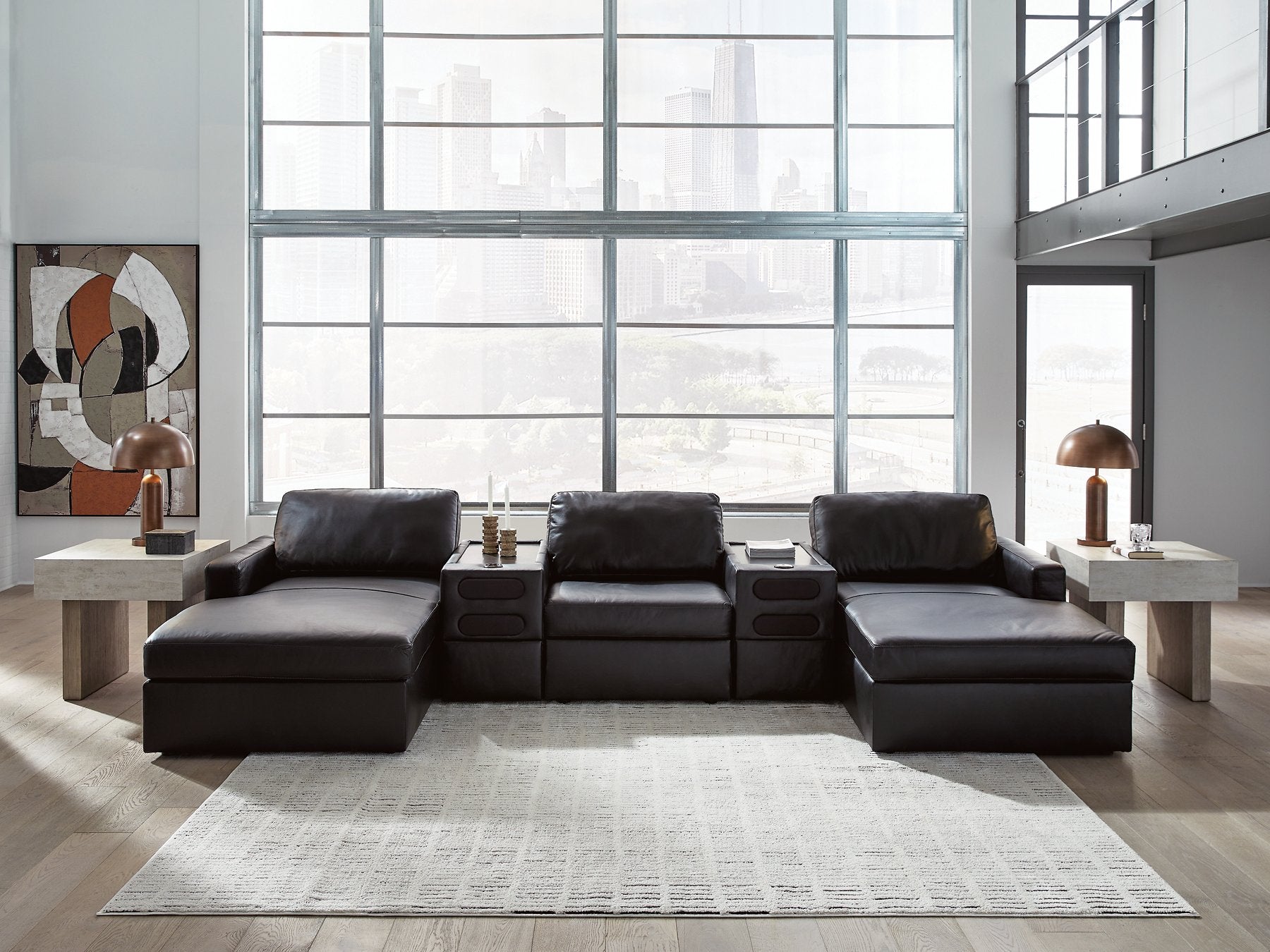Modmax II Double Chaise Sectional with Audio Consoles - Romeo & Juliet Furniture (Warren,MI)