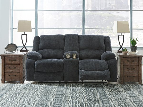 Draycoll Reclining Loveseat with Console - Romeo & Juliet Furniture (Warren,MI)