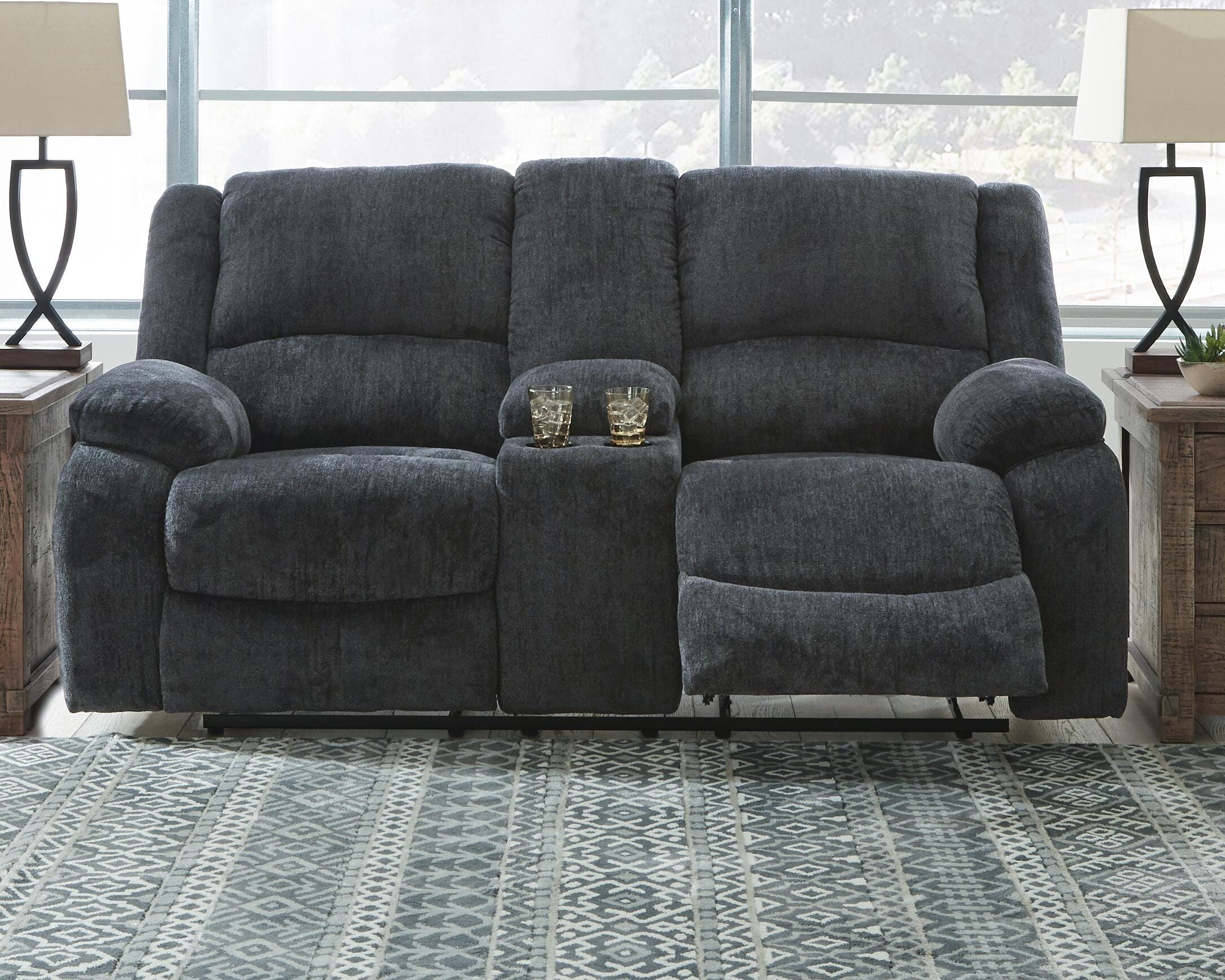 Draycoll Reclining Loveseat with Console - Romeo & Juliet Furniture (Warren,MI)