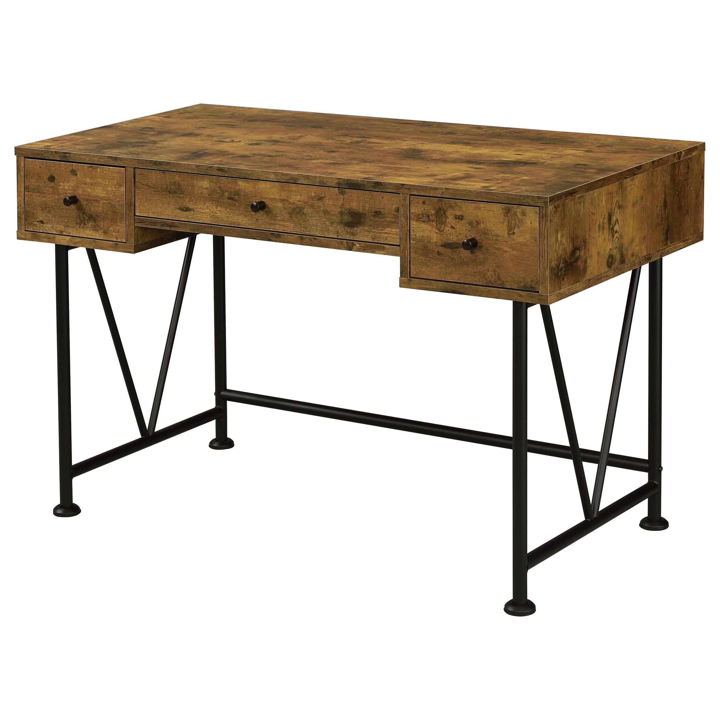 Analiese 3-drawer Writing Desk Antique Nutmeg and Black - Romeo & Juliet Furniture (Warren,MI)