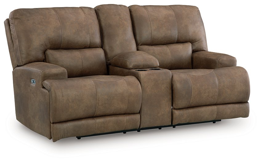 Beckley Place Power Reclining Loveseat with Console - Romeo & Juliet Furniture (Warren,MI)