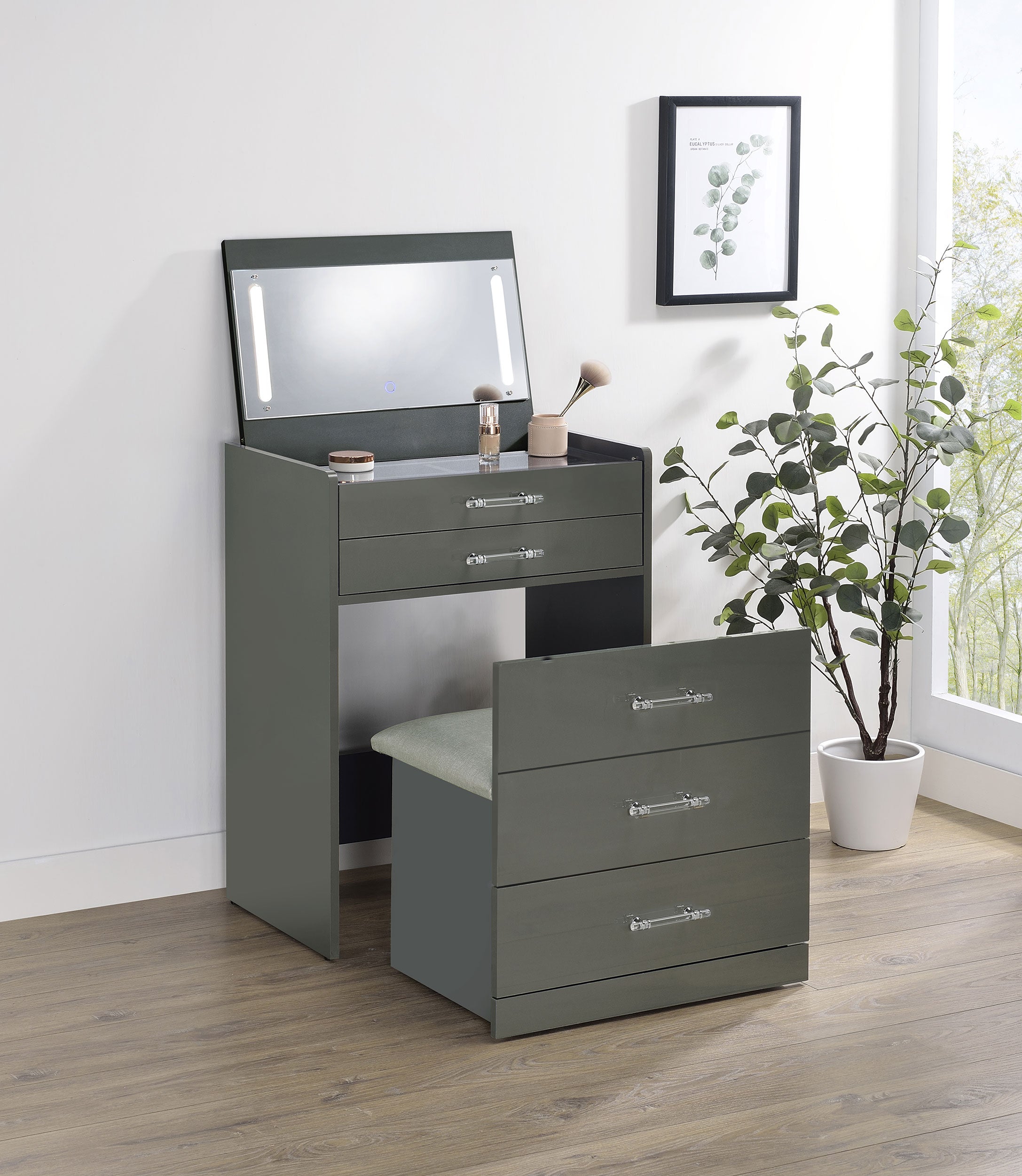 Danbury Makeup Vanity Table with LED Mirror and Stool