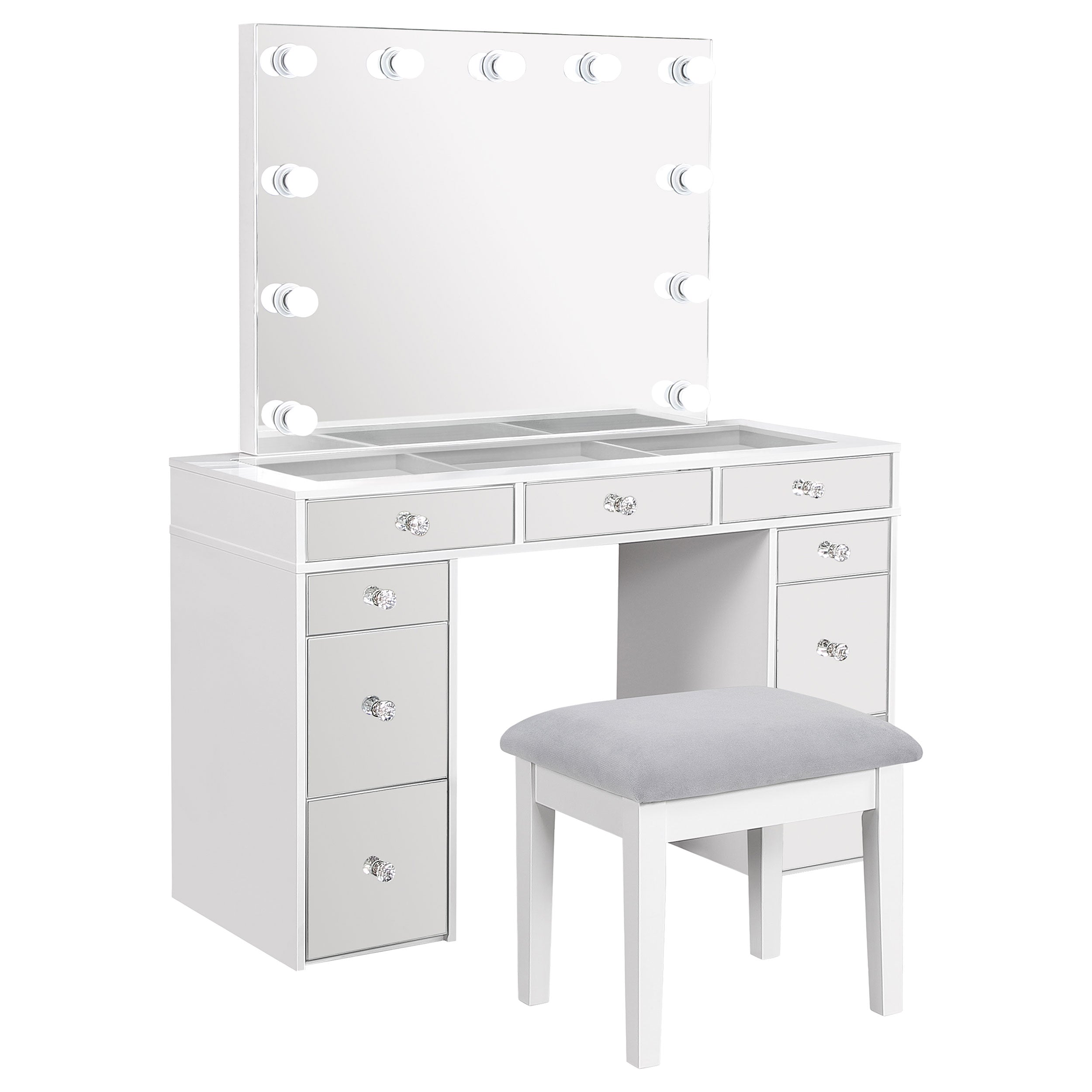 Regina Makeup Vanity Table with LED Mirror and Stool - Romeo & Juliet Furniture (Warren,MI)