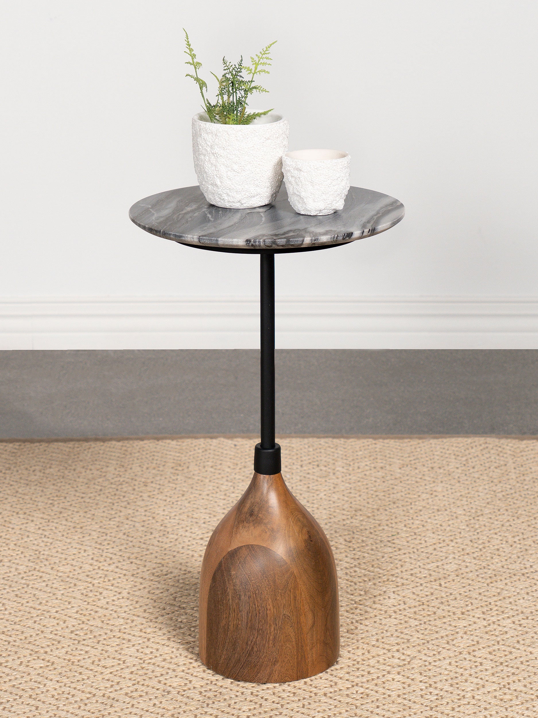 Ophelia Round Marble Top Side Table Black image