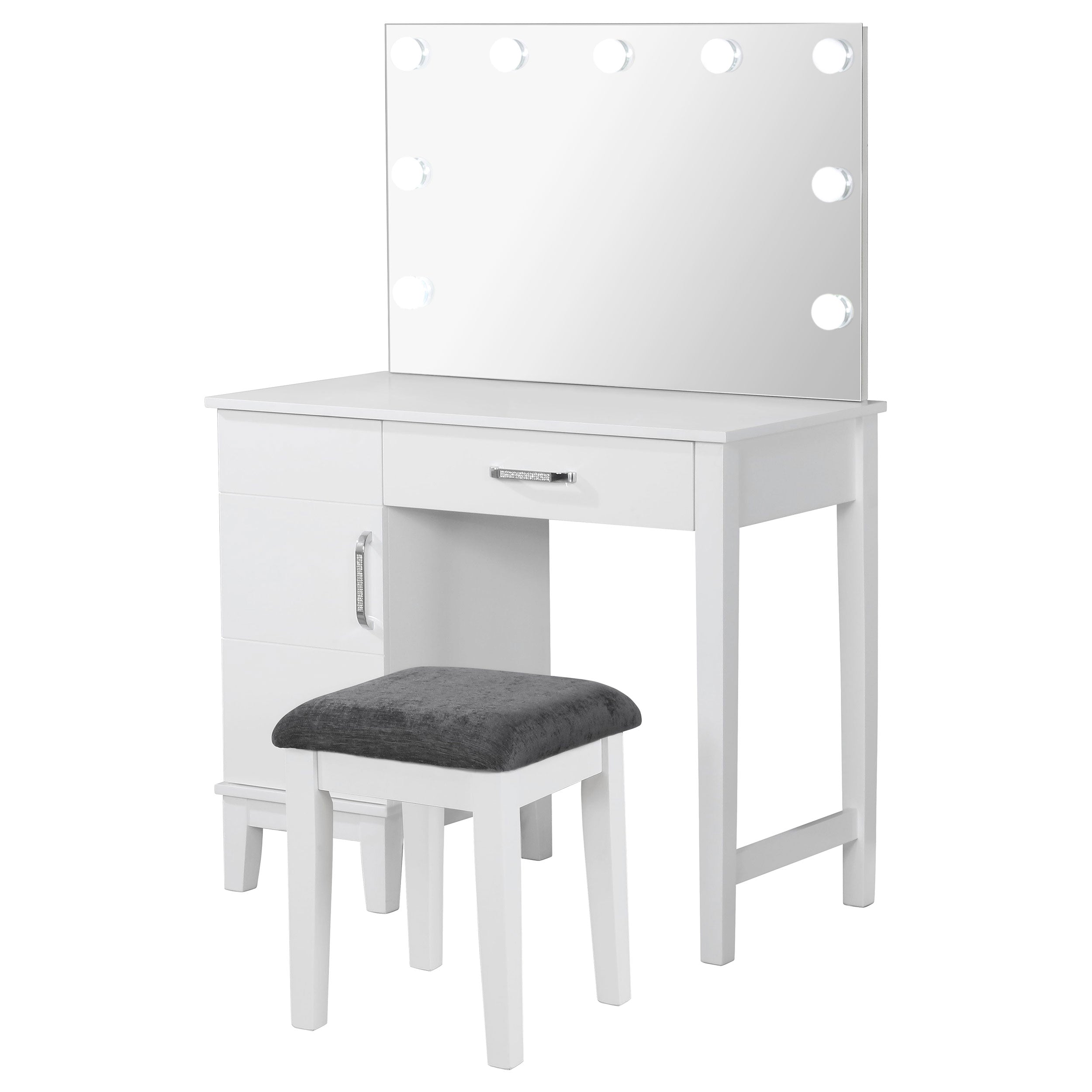 Elijah Makeup Vanity Table with LED Mirror and Stool - Romeo & Juliet Furniture (Warren,MI)