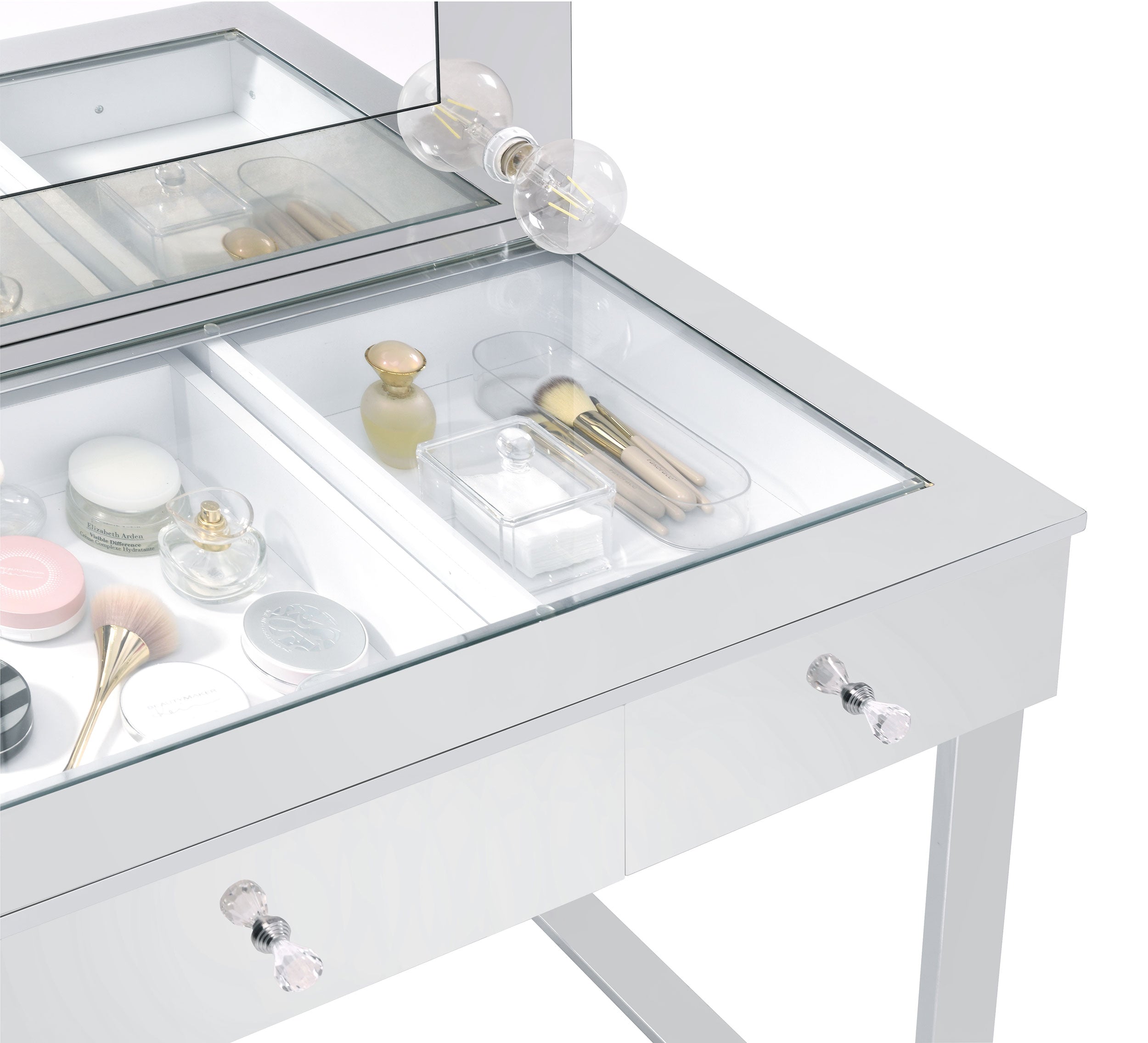 Umbridge Makeup Vanity Table with LED Mirror - Romeo & Juliet Furniture (Warren,MI)