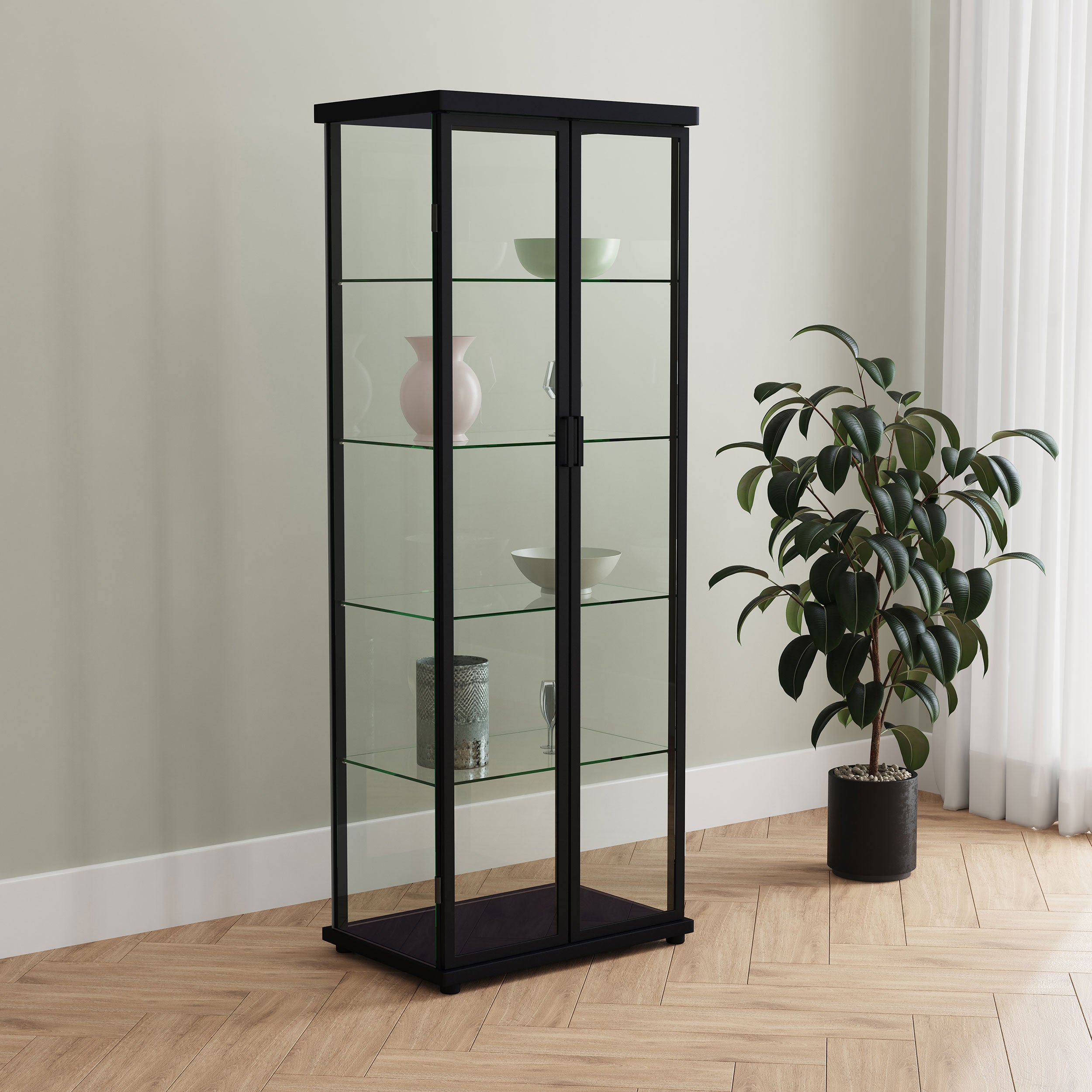 Aero Curio Cabinet with LED Lighting - Romeo & Juliet Furniture (Warren,MI)