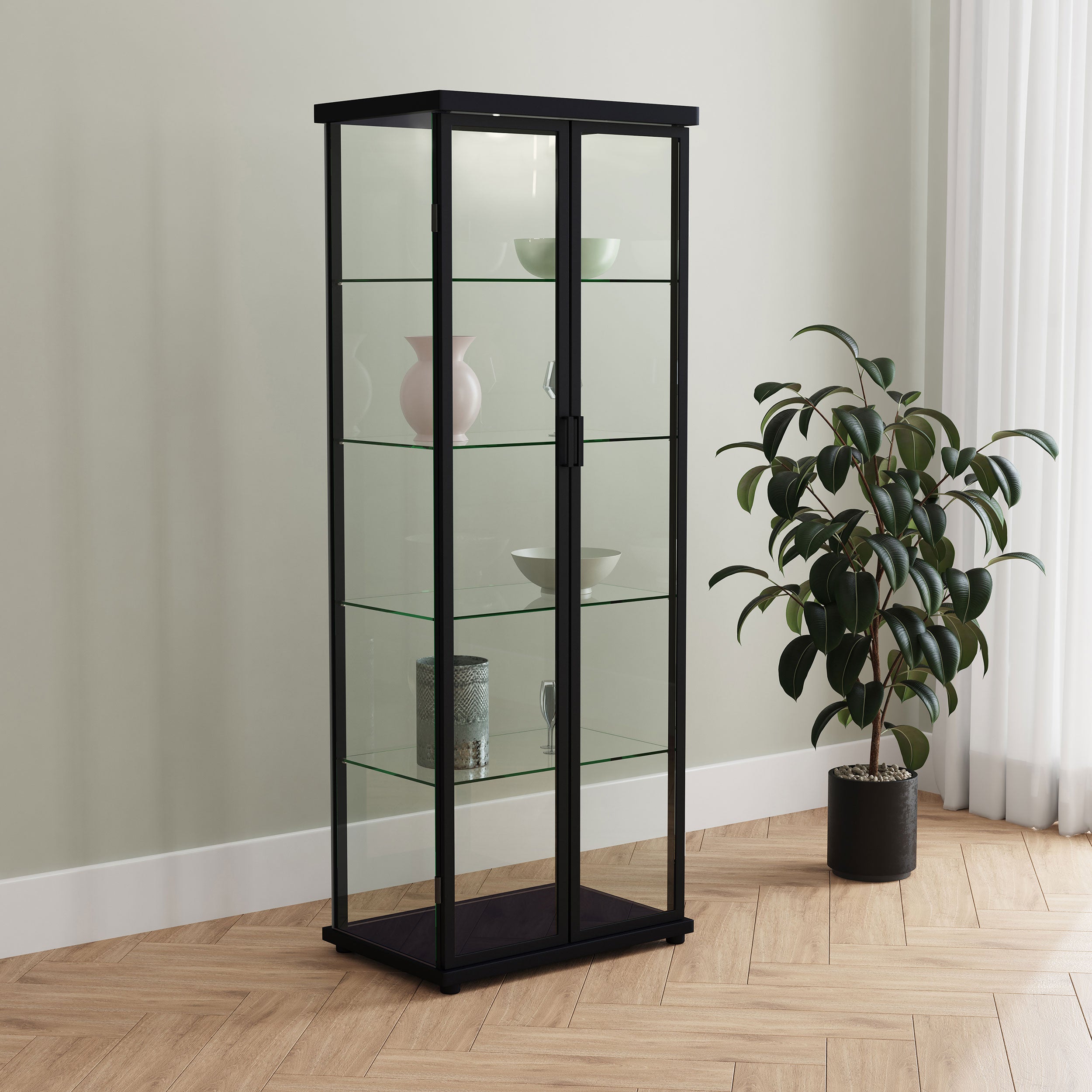 Aero Curio Cabinet with LED Lighting - Romeo & Juliet Furniture (Warren,MI)