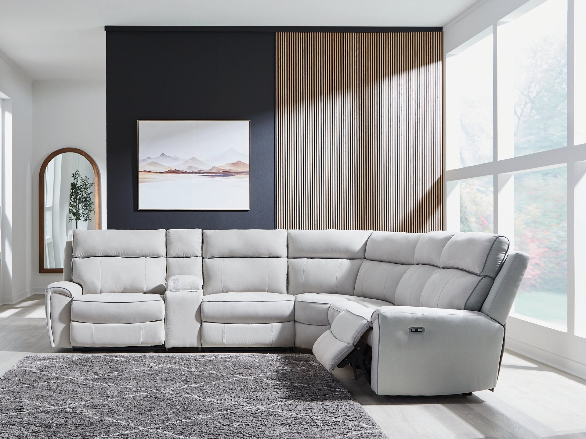Social Pointe Reclining Sectional with Storage Console - Romeo & Juliet Furniture (Warren,MI)