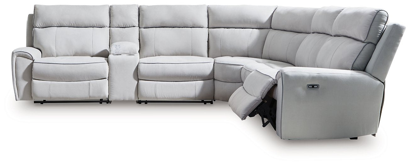 Social Pointe Reclining Sectional with Storage Console - Romeo & Juliet Furniture (Warren,MI)