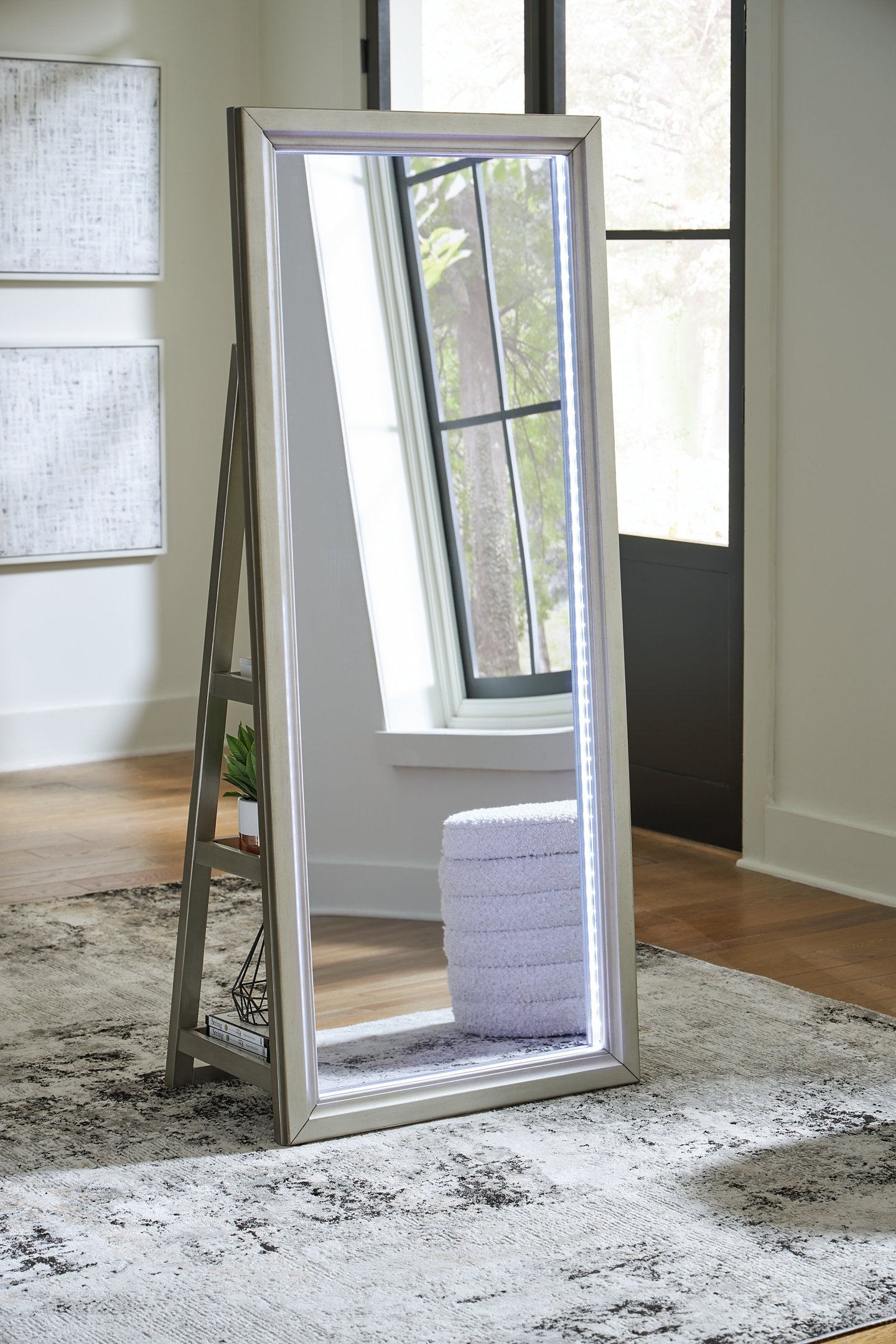 Evesen Floor Standing Mirror/Storage - Romeo & Juliet Furniture (Warren,MI)