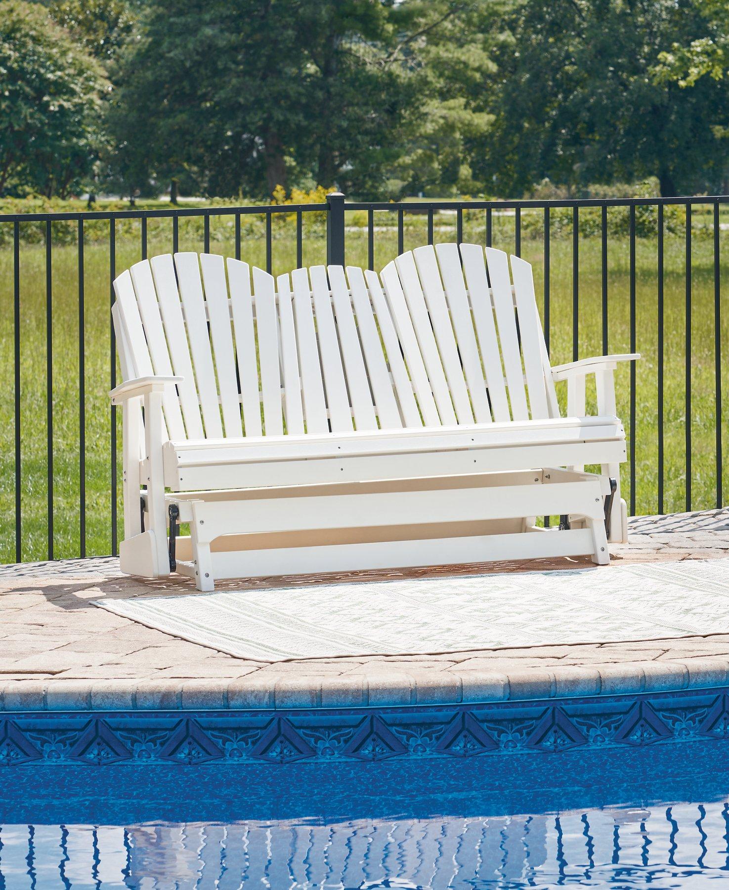 Hyland wave Outdoor Glider Loveseat - Romeo & Juliet Furniture (Warren,MI)