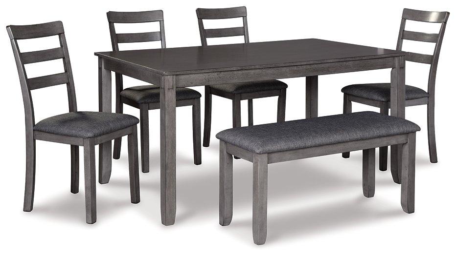 Bridson Dining Table and Chairs with Bench (Set of 6) - Romeo & Juliet Furniture (Warren,MI)