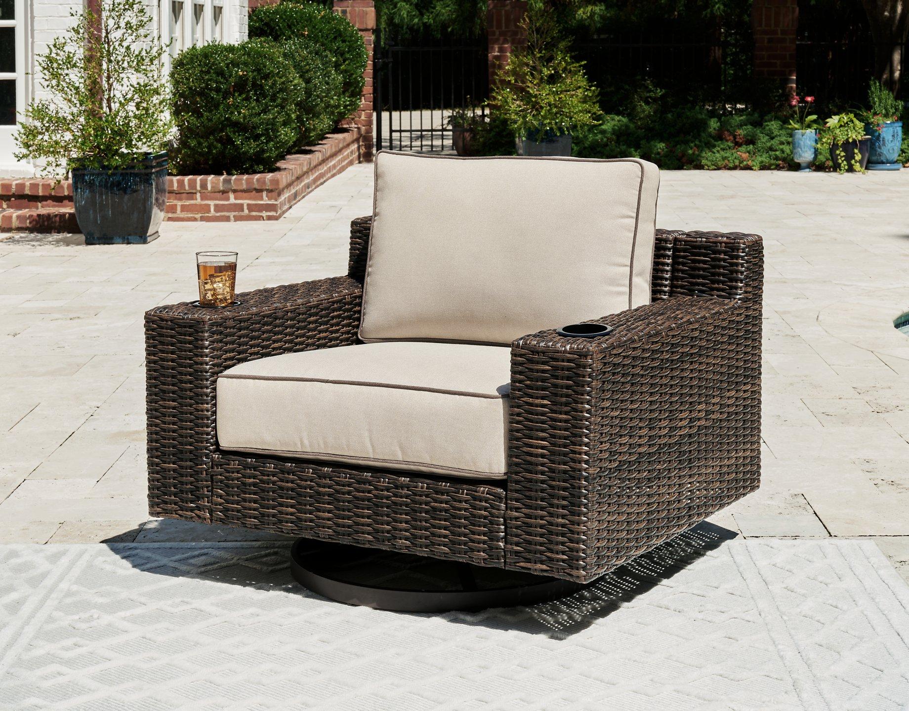 Coastline Bay Outdoor Swivel Lounge with Cushion - Romeo & Juliet Furniture (Warren,MI)