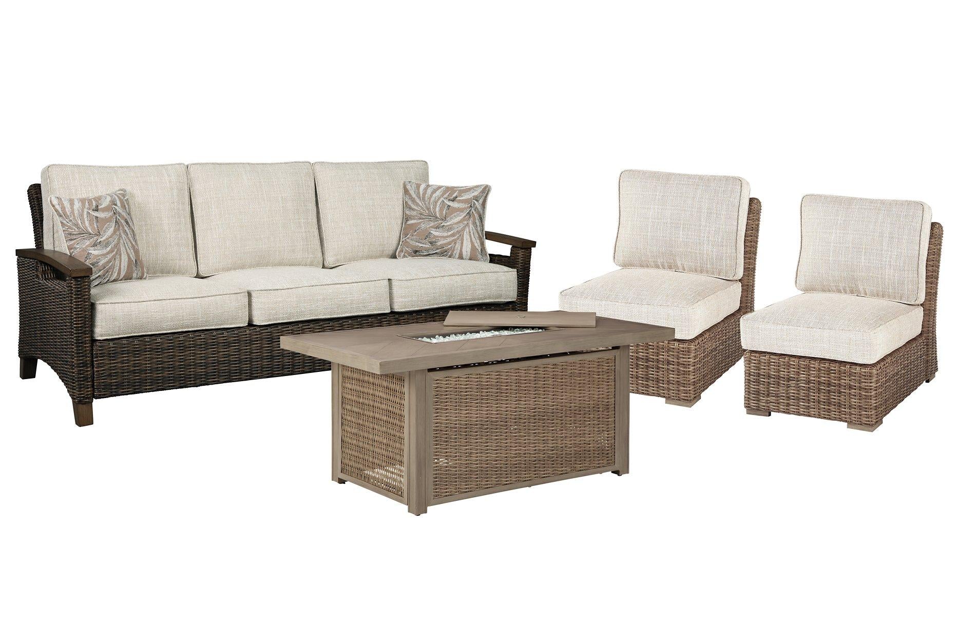 Beachcroft Outdoor Sofa, Lounge Chairs and Fire Pit - Romeo & Juliet Furniture (Warren,MI)