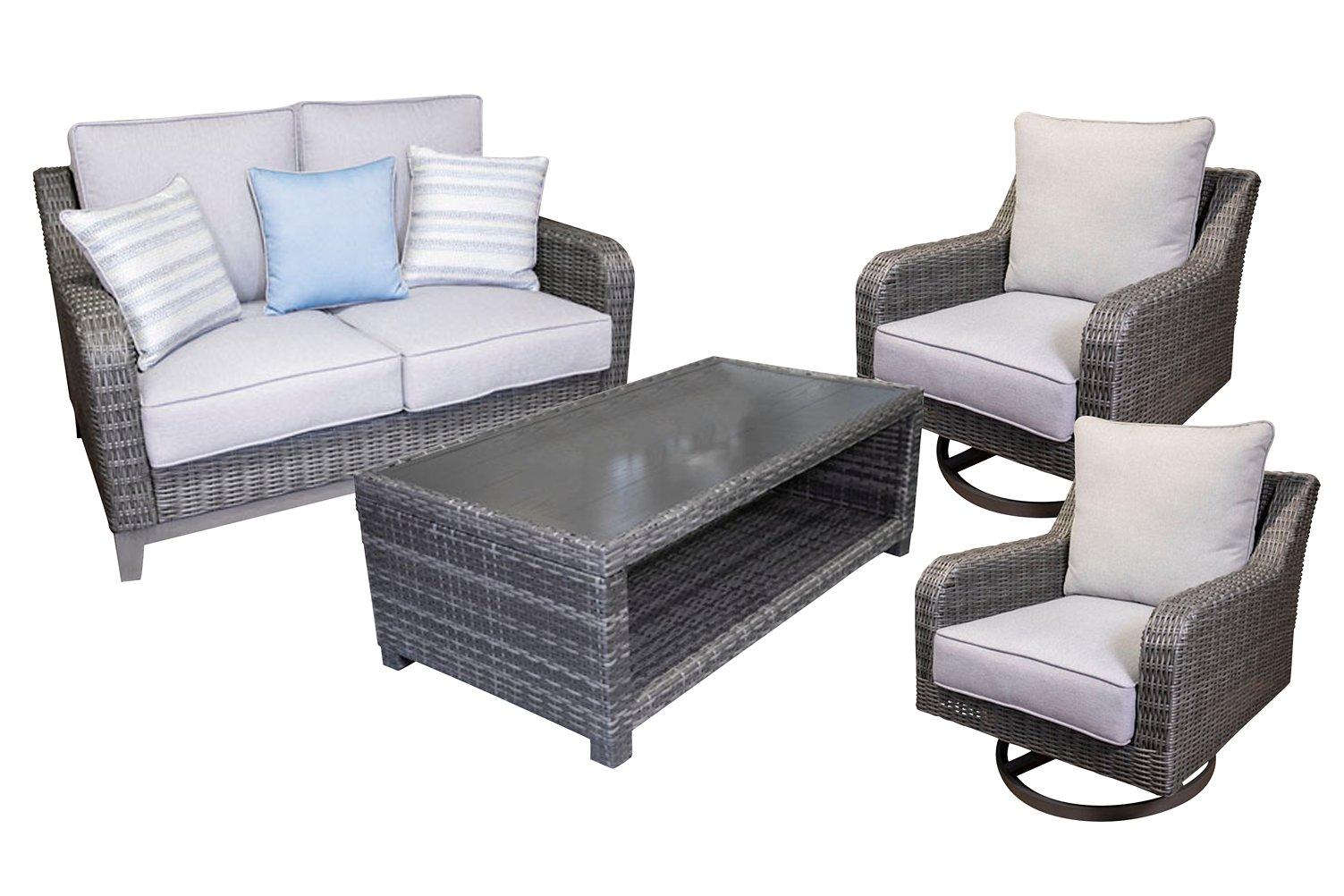 Elite Park Outdoor Loveseat, Lounge Chairs and Cocktail Table - Romeo & Juliet Furniture (Warren,MI)