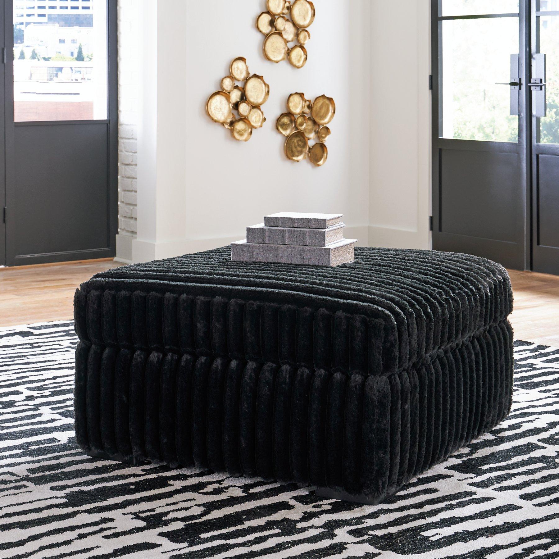 Midnight-Madness Oversized Accent Ottoman - Romeo & Juliet Furniture (Warren,MI)