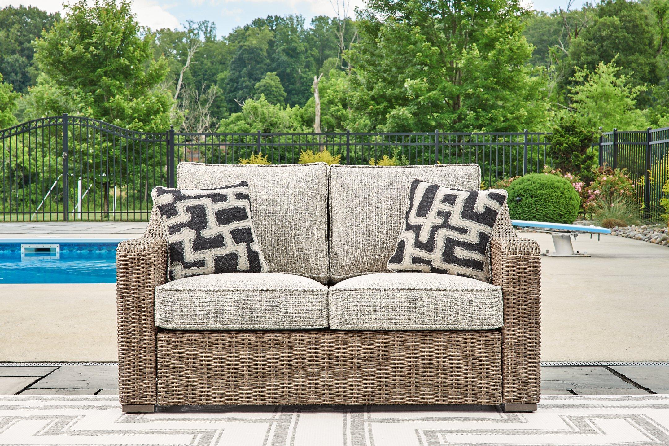 Beachcroft Outdoor Loveseat with Cushion - Romeo & Juliet Furniture (Warren,MI)