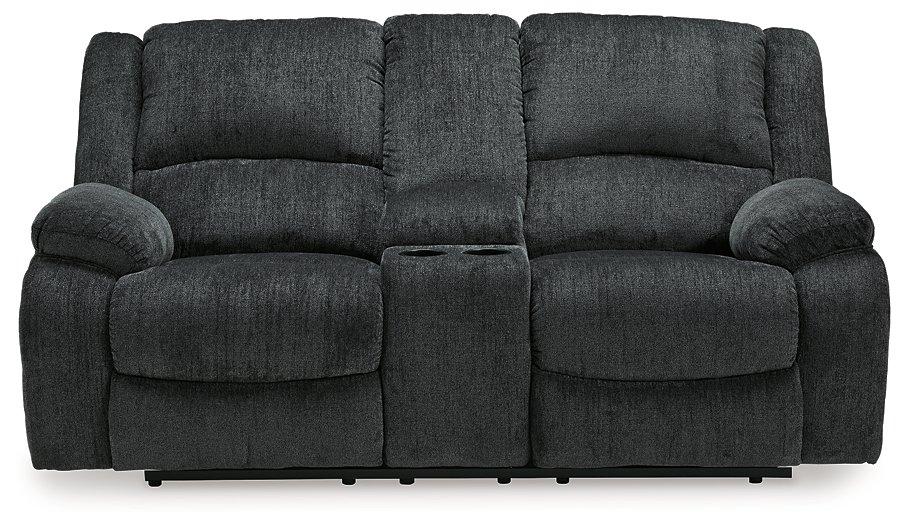 Draycoll Reclining Loveseat with Console - Romeo & Juliet Furniture (Warren,MI)