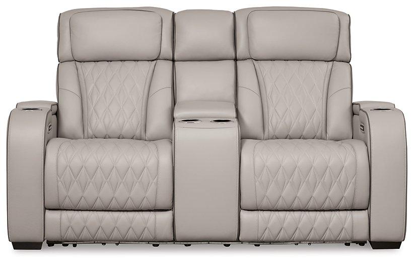 Boyington Power Reclining Loveseat with Console - Romeo & Juliet Furniture (Warren,MI)