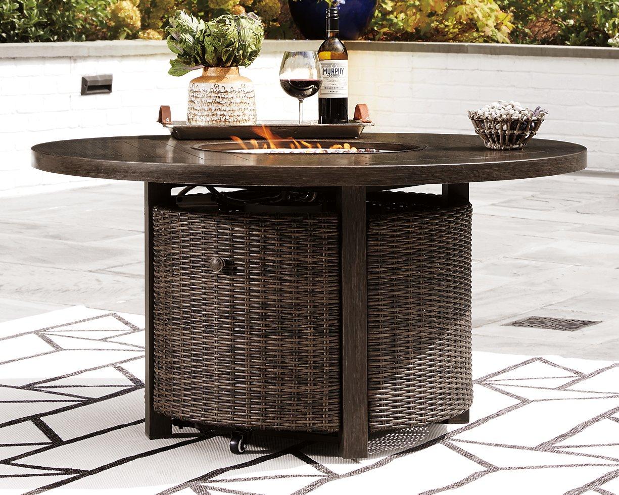 Paradise Trail Paradise Trail Fire Pit Table with 4 Nuvella Swivel Lounge Chairs - Romeo & Juliet Furniture (Warren,MI)