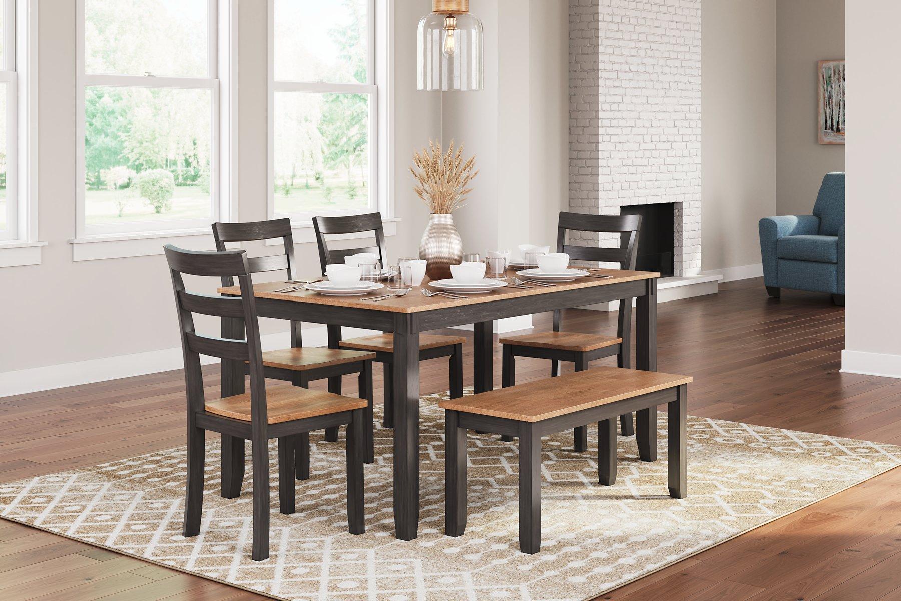Gesthaven Dining Table with 4 Chairs and Bench (Set of 6) - Romeo & Juliet Furniture (Warren,MI)