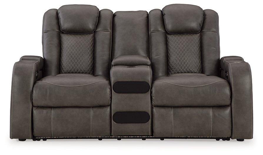Fyne-Dyme Power Reclining Loveseat with Console - Romeo & Juliet Furniture (Warren,MI)