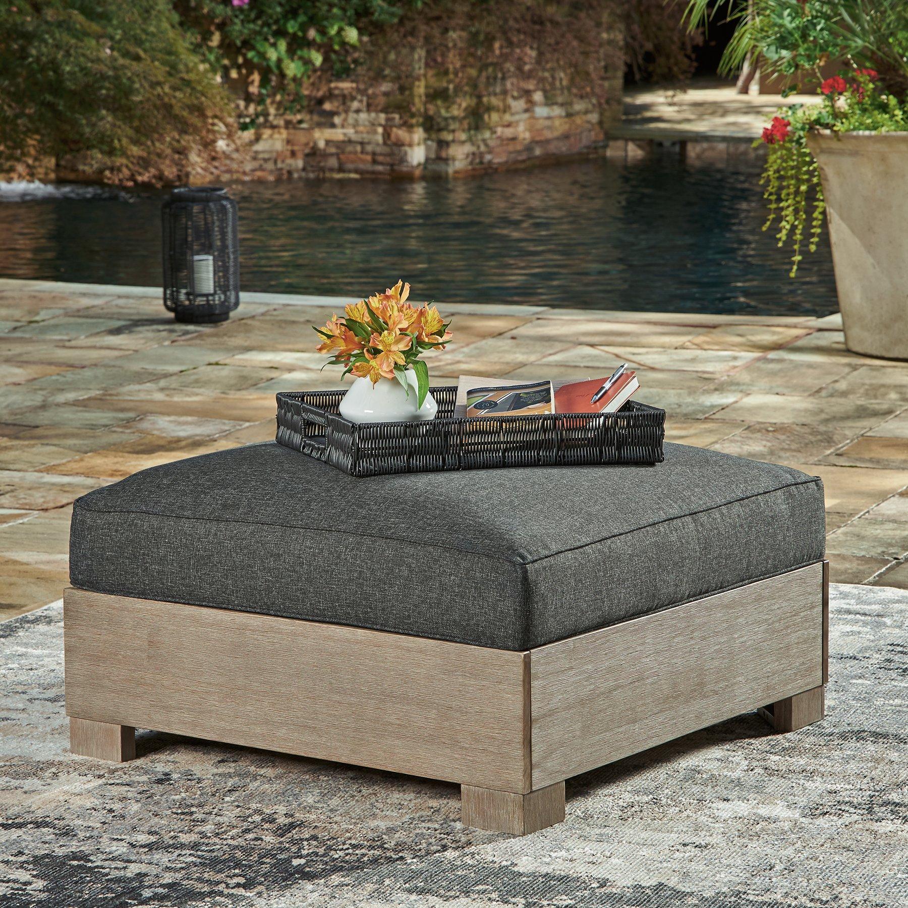 Citrine Park Outdoor Ottoman with Cushion - Romeo & Juliet Furniture (Warren,MI)