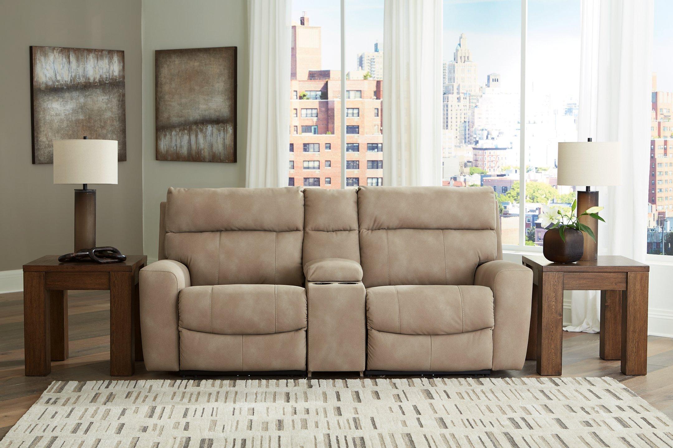 Next-Gen DuraPella Power Reclining Sectional Loveseat with Console - Romeo & Juliet Furniture (Warren,MI)