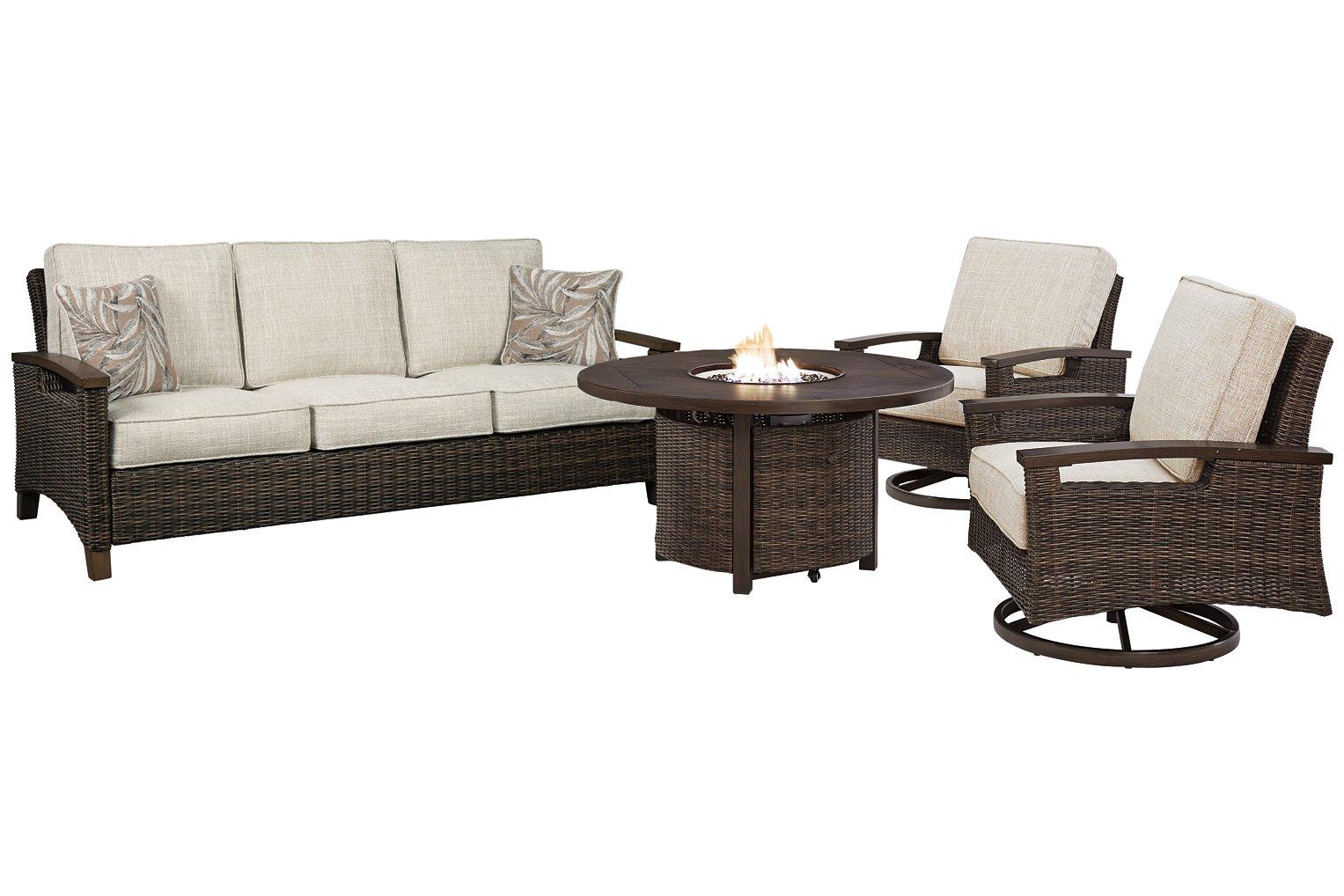 Paradise Trail Outdoor Sofa, Lounge Chairs and Fire Pit Table - Romeo & Juliet Furniture (Warren,MI)