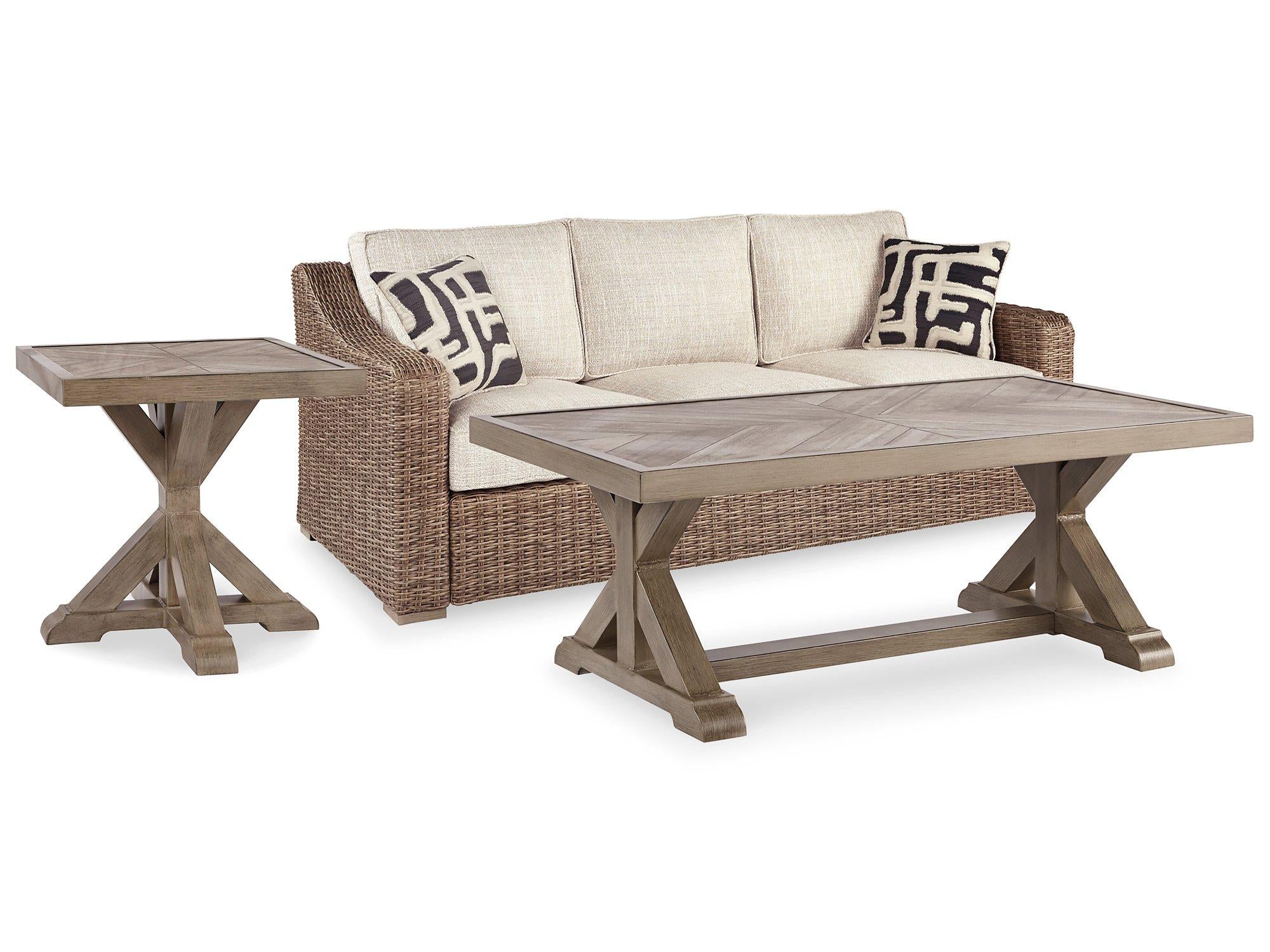 Beachcroft Beachcroft Nuvella Sofa with Coffee and End Table - Romeo & Juliet Furniture (Warren,MI)
