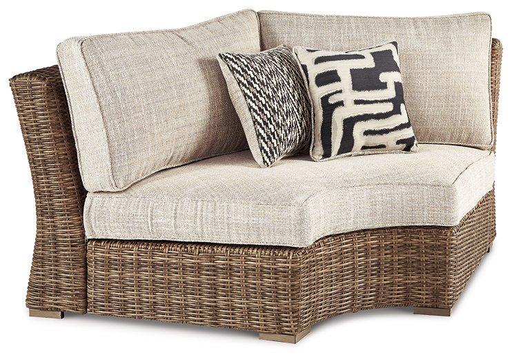 Beachcroft Outdoor Curved Corner Chair with Cushion - Romeo & Juliet Furniture (Warren,MI)